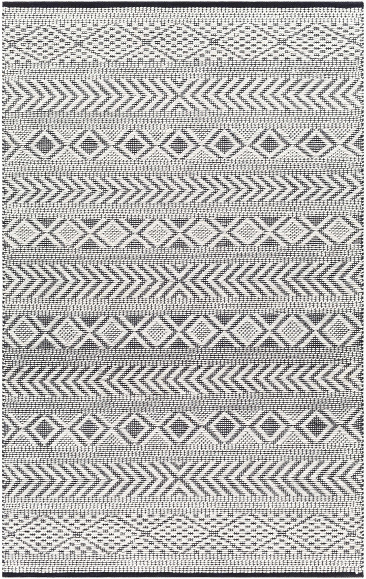 Ivory Hand Woven 40% Wool, 30% Polyester, 30% Cotton Modern Rectangle Handmade rug, Indoor use only, no fringe, non-washable.