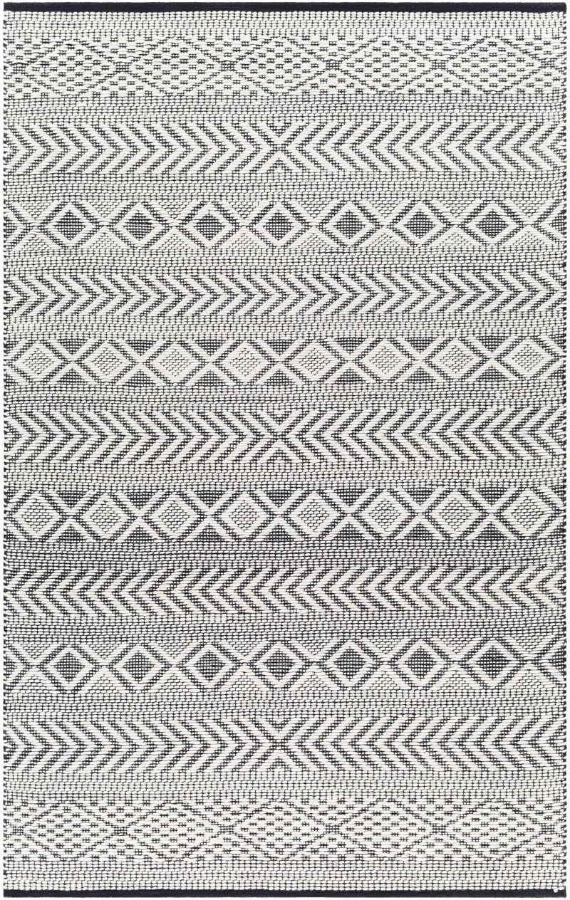 Ivory Hand Woven 40% Wool, 30% Polyester, 30% Cotton Modern Rectangle Handmade rug, Indoor use only, no fringe, non-washable.