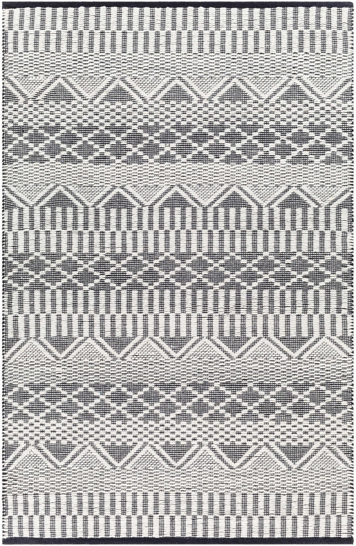 Ivory Hand Woven 40% Wool, 30% Polyester, 30% Cotton Modern Rectangle Handmade rug, Indoor use only, no fringe, non-washable.