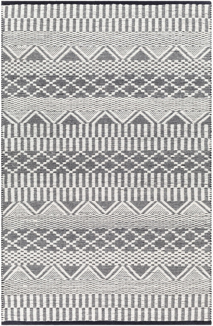 Ivory Hand Woven 40% Wool, 30% Polyester, 30% Cotton Modern Rectangle Handmade rug, Indoor use only, no fringe, non-washable.