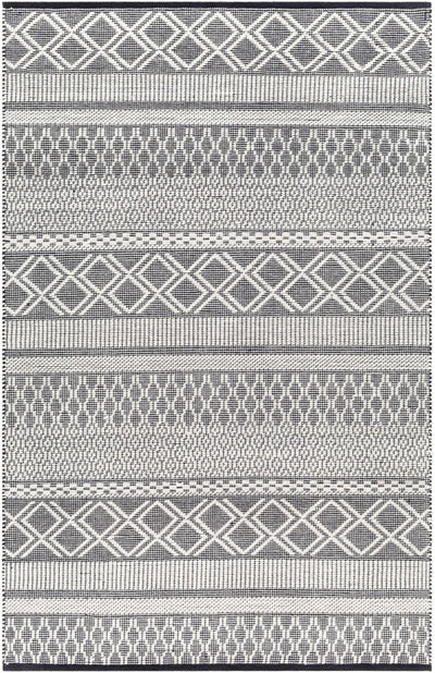 Ivory Hand Woven 40% Wool, 30% Polyester, 30% Cotton Modern Rectangle Handmade rug, Indoor use only, no fringe, non-washable.