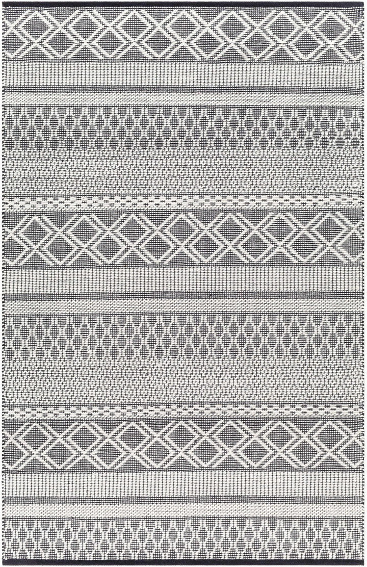 Ivory Hand Woven 40% Wool, 30% Polyester, 30% Cotton Modern Rectangle Handmade rug, Indoor use only, no fringe, non-washable.