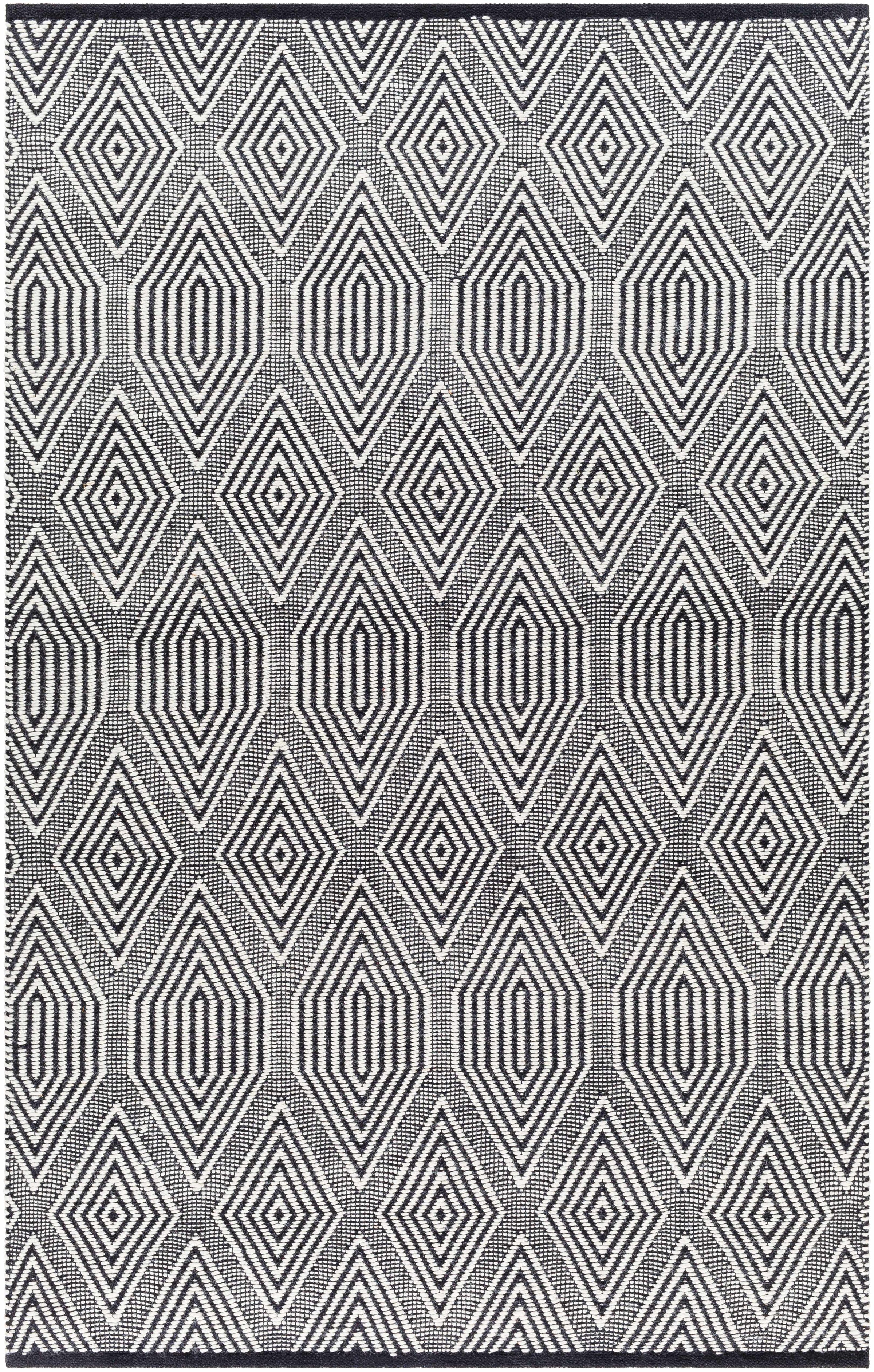 Ivory Hand Woven 40% Wool, 30% Polyester, 30% Cotton Modern Rectangle Handmade rug, Indoor use only, no fringe, non-washable.
