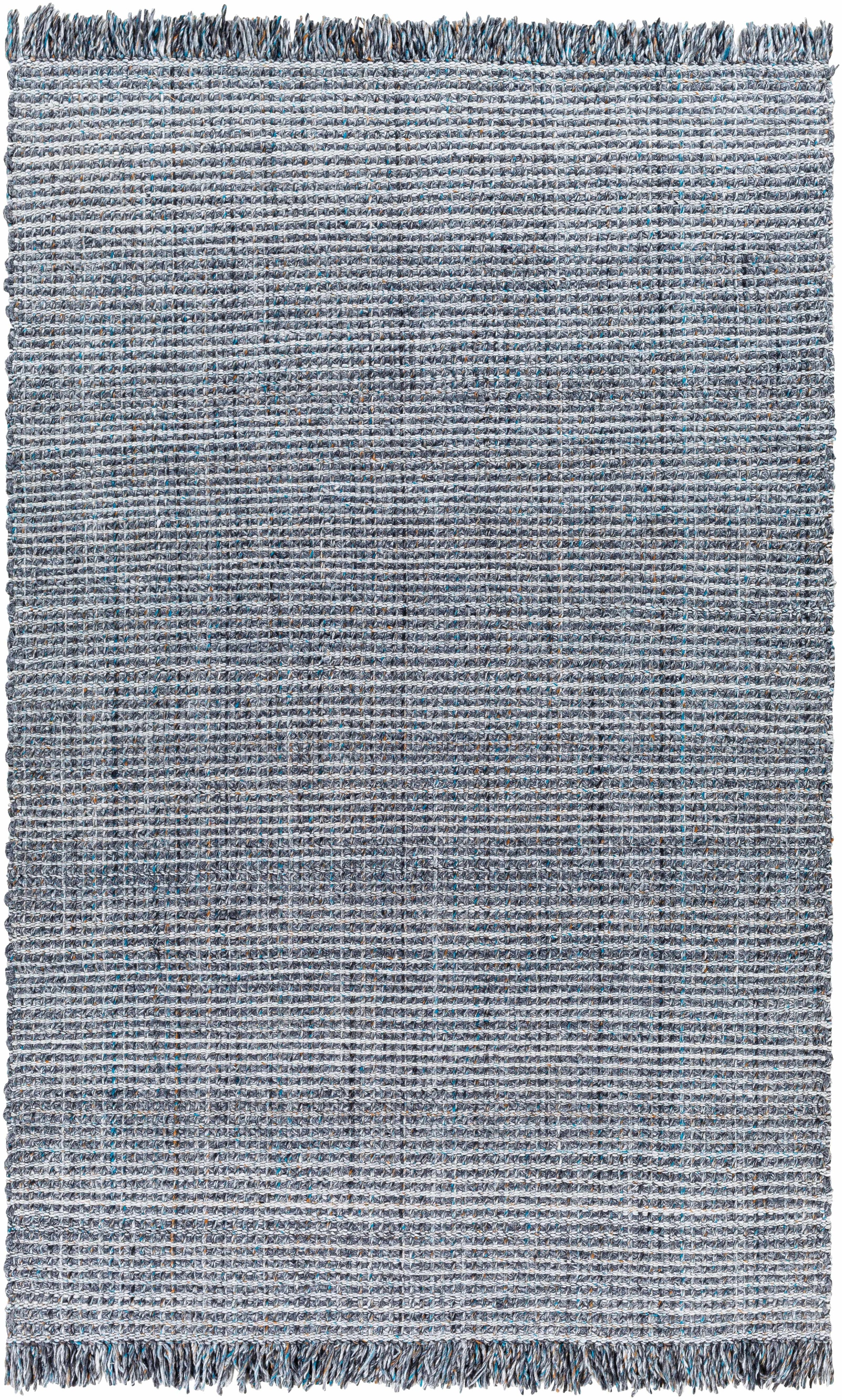Light Slate Hand Woven 100% Recycled PET Yarn Modern Rectangle Handmade rug, Indoor use only, has fringe, non-washable. runner also available