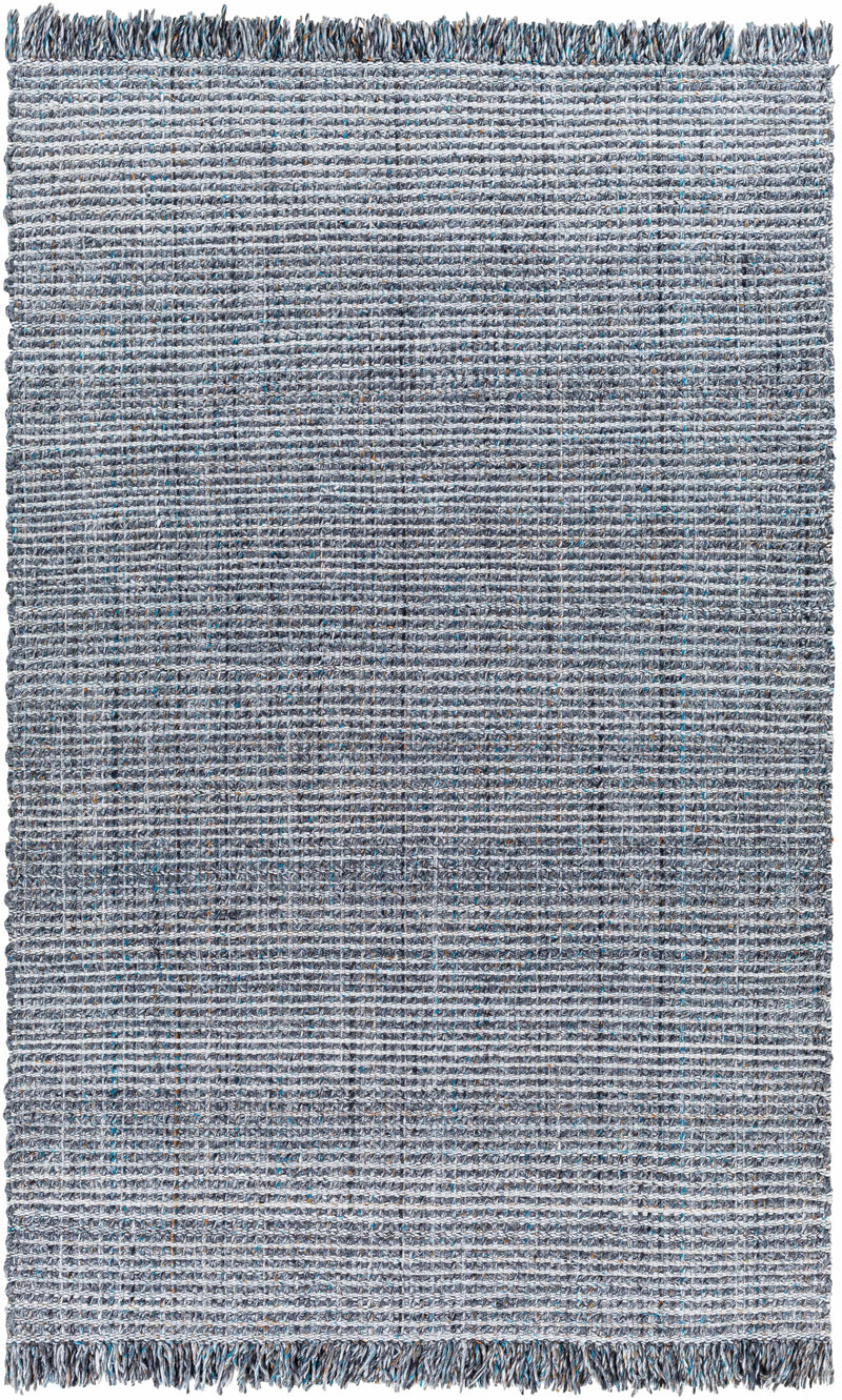 Light Slate Hand Woven 100% Recycled PET Yarn Modern Rectangle Handmade rug, Indoor use only, has fringe, non-washable. runner also available