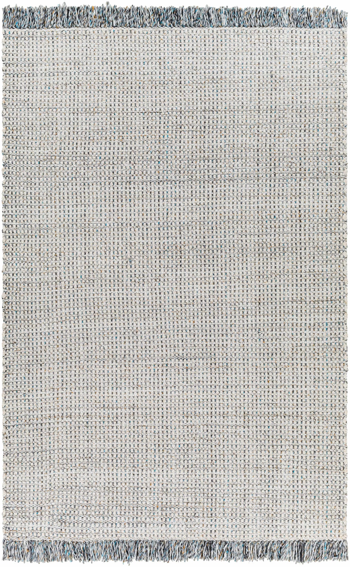 Off-White Hand Woven 100% Recycled PET Yarn Modern Rectangle Handmade rug, Indoor use only, has fringe, non-washable. runner also available