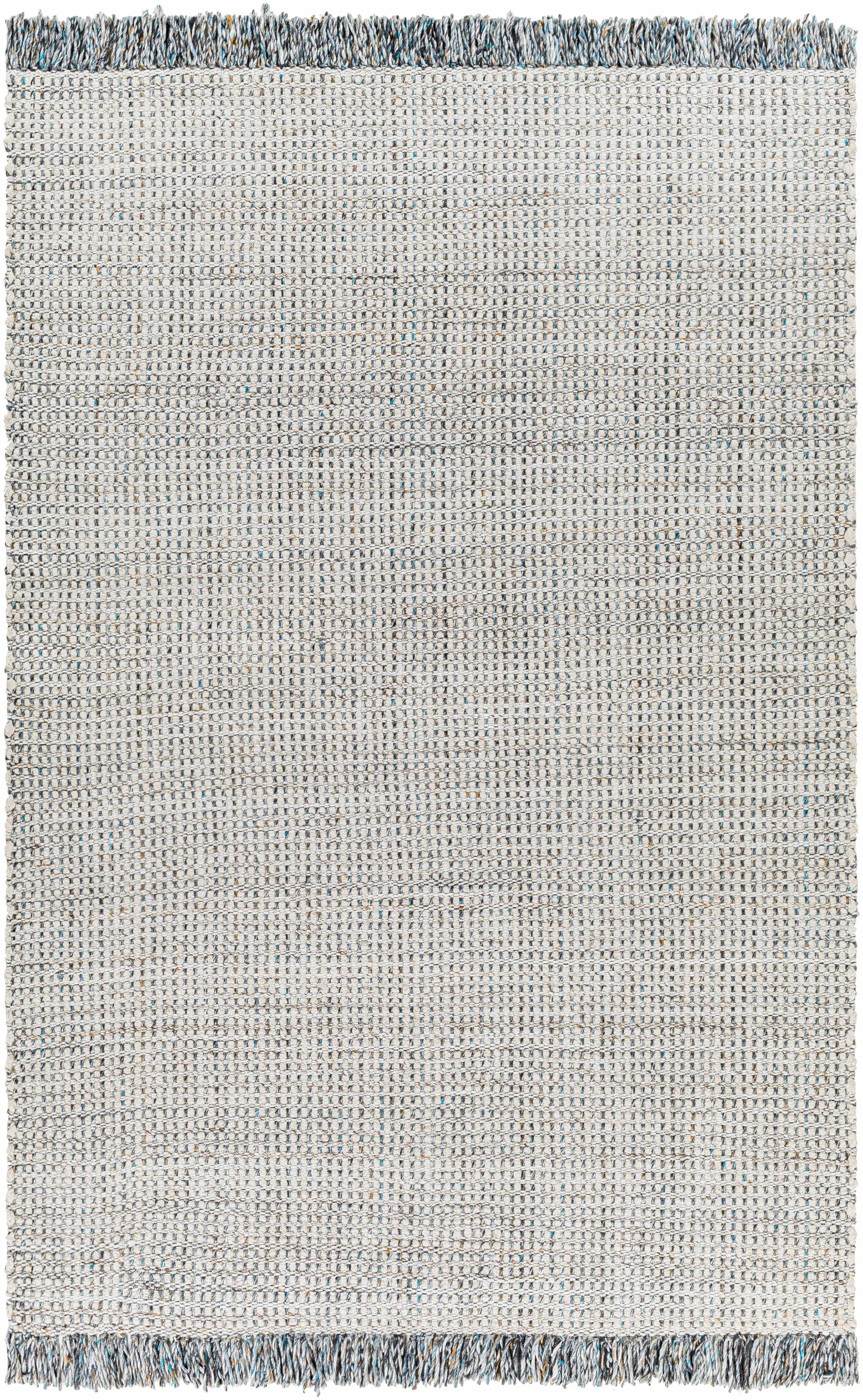 Off-White Hand Woven 100% Recycled PET Yarn Modern Rectangle Handmade rug, Indoor use only, has fringe, non-washable. runner also available