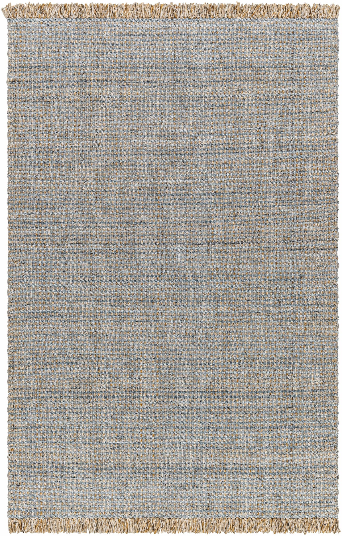 Light Blue Hand Woven 100% Recycled PET Yarn Modern Rectangle Handmade rug, Indoor use only, has fringe, non-washable. runner also available