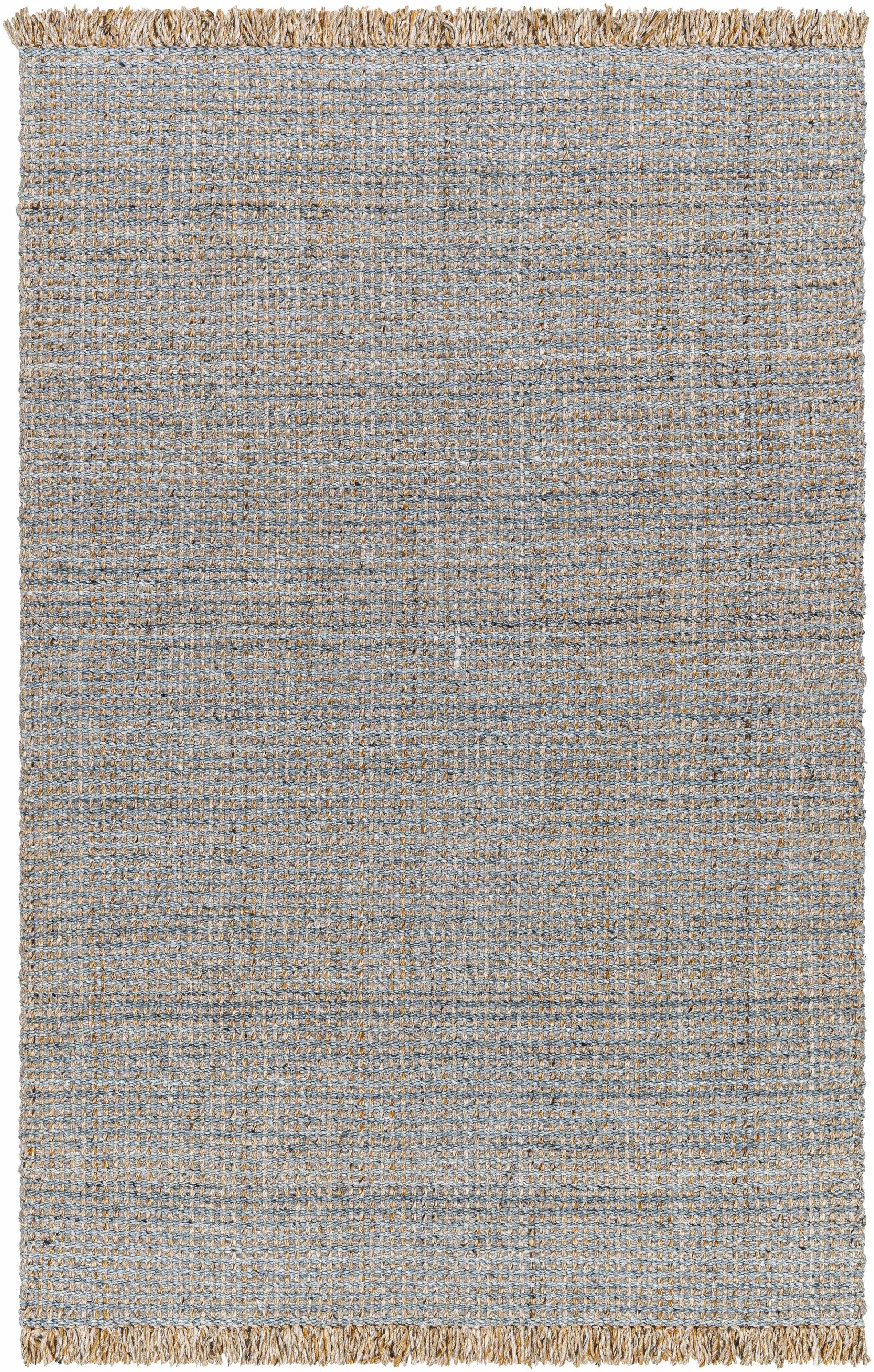 Light Blue Hand Woven 100% Recycled PET Yarn Modern Rectangle Handmade rug, Indoor use only, has fringe, non-washable. runner also available