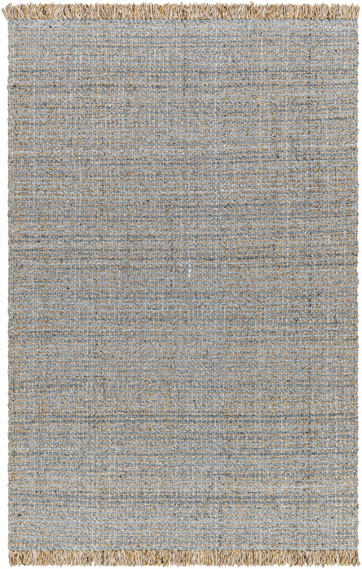 Light Blue Hand Woven 100% Recycled PET Yarn Modern Rectangle Handmade rug, Indoor use only, has fringe, non-washable. runner also available