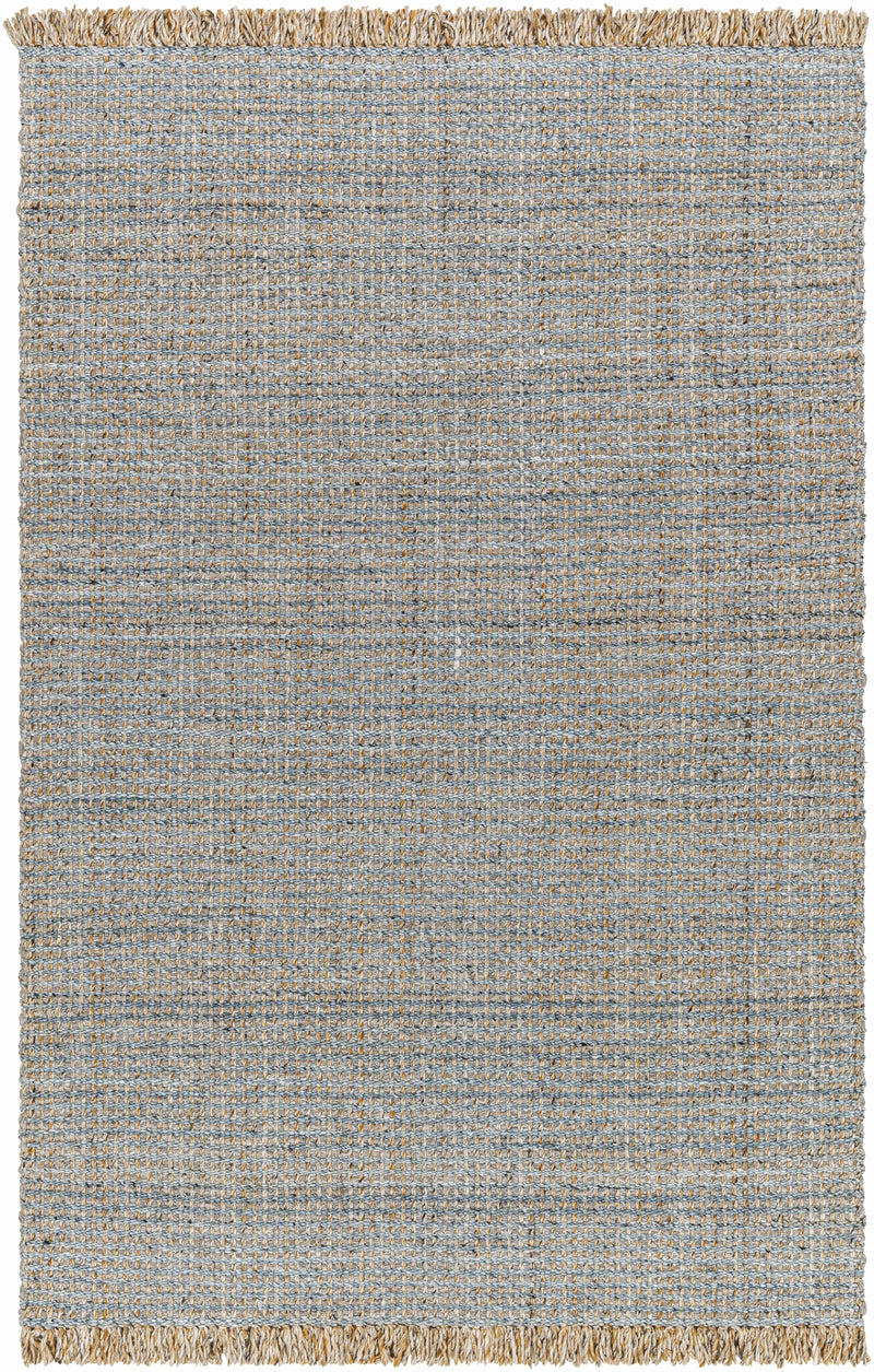 Light Blue Hand Woven 100% Recycled PET Yarn Modern Rectangle Handmade rug, Indoor use only, has fringe, non-washable. runner also available