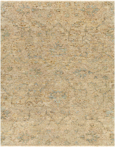 Beige Hand Knotted 100% Wool Traditional Rectangle Handmade rug, Indoor use only, has fringe, non-washable.