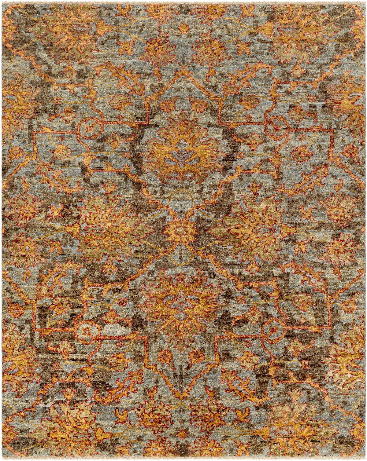 Rust Hand Knotted 100% Wool Traditional Rectangle Handmade rug, Indoor use only, has fringe, non-washable.