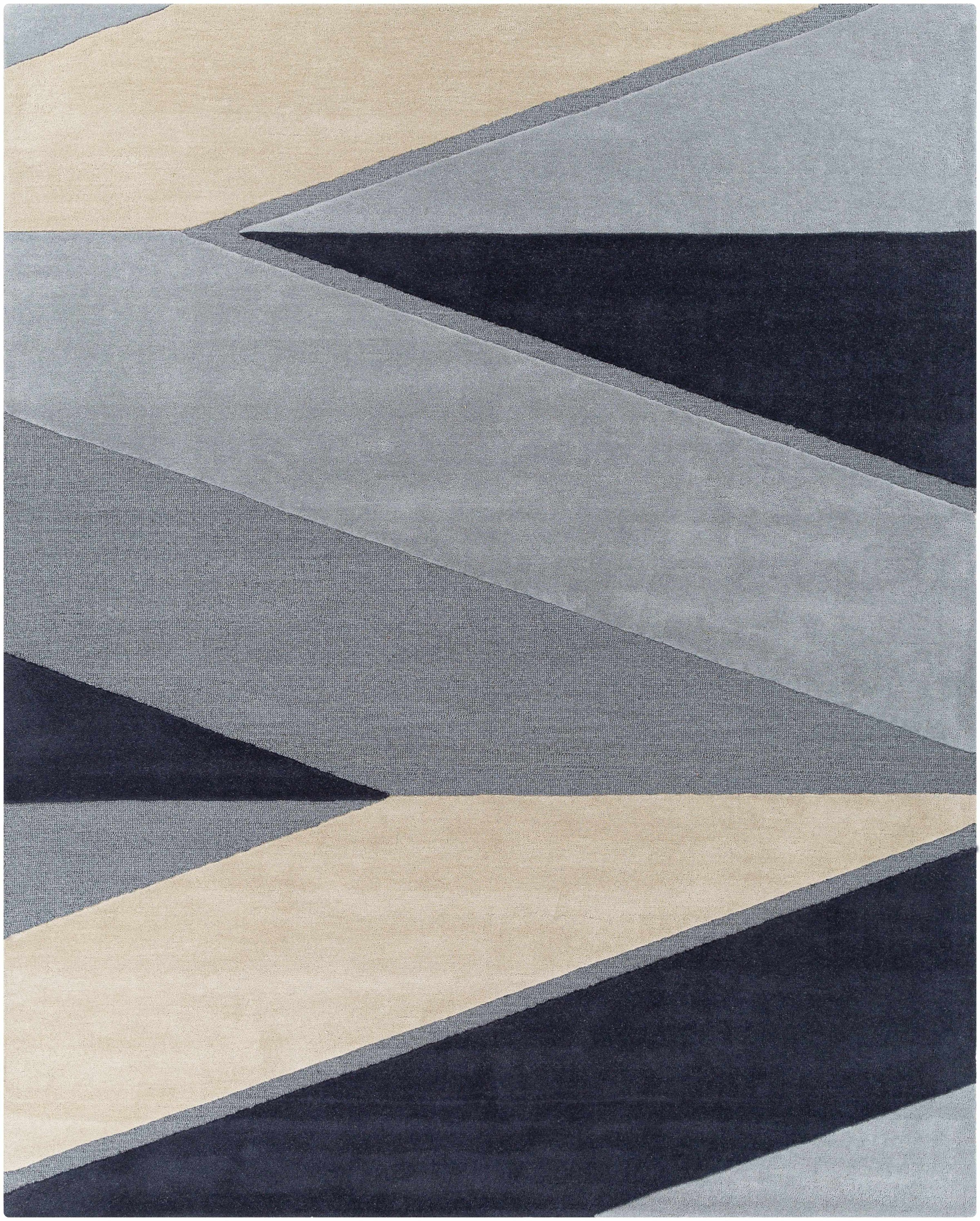 Ink Blue Hand Tufted 100% Wool Modern Rectangle Handmade rug, Indoor use only, no fringe, non-washable. runner also available