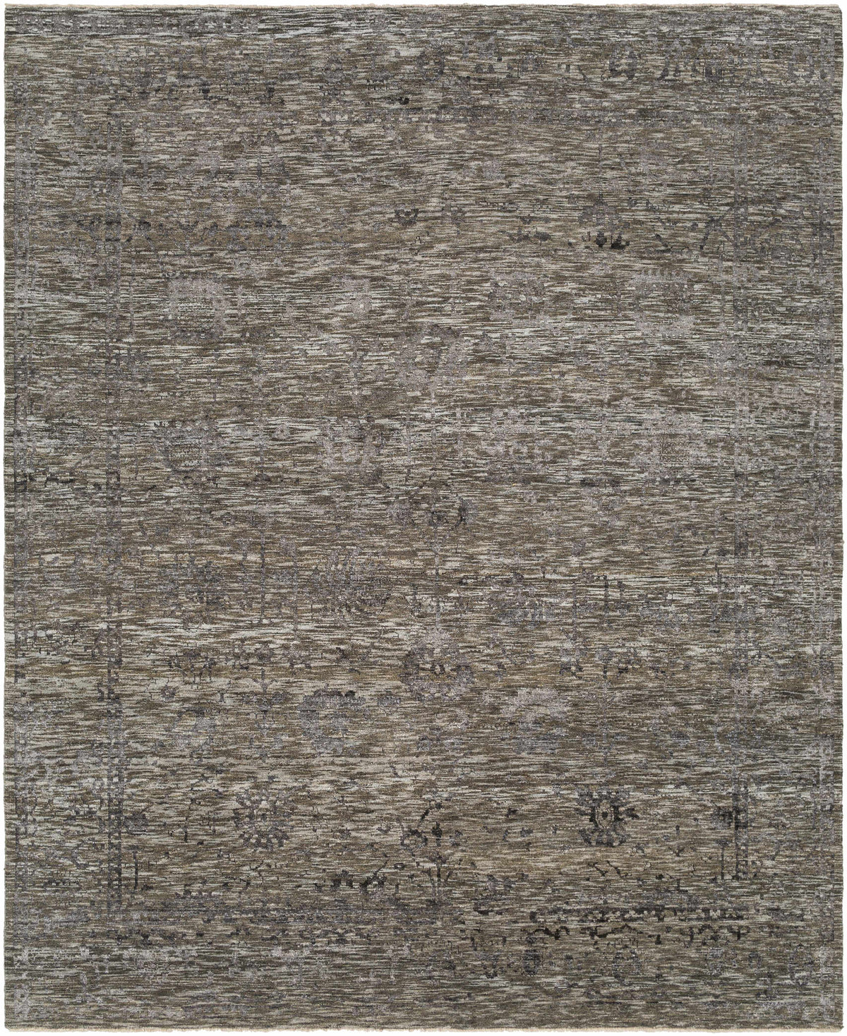 Black Hand Knotted 70% Wool, 30% Viscose Traditional Rectangle Handmade rug, Indoor use only, has fringe, non-washable.