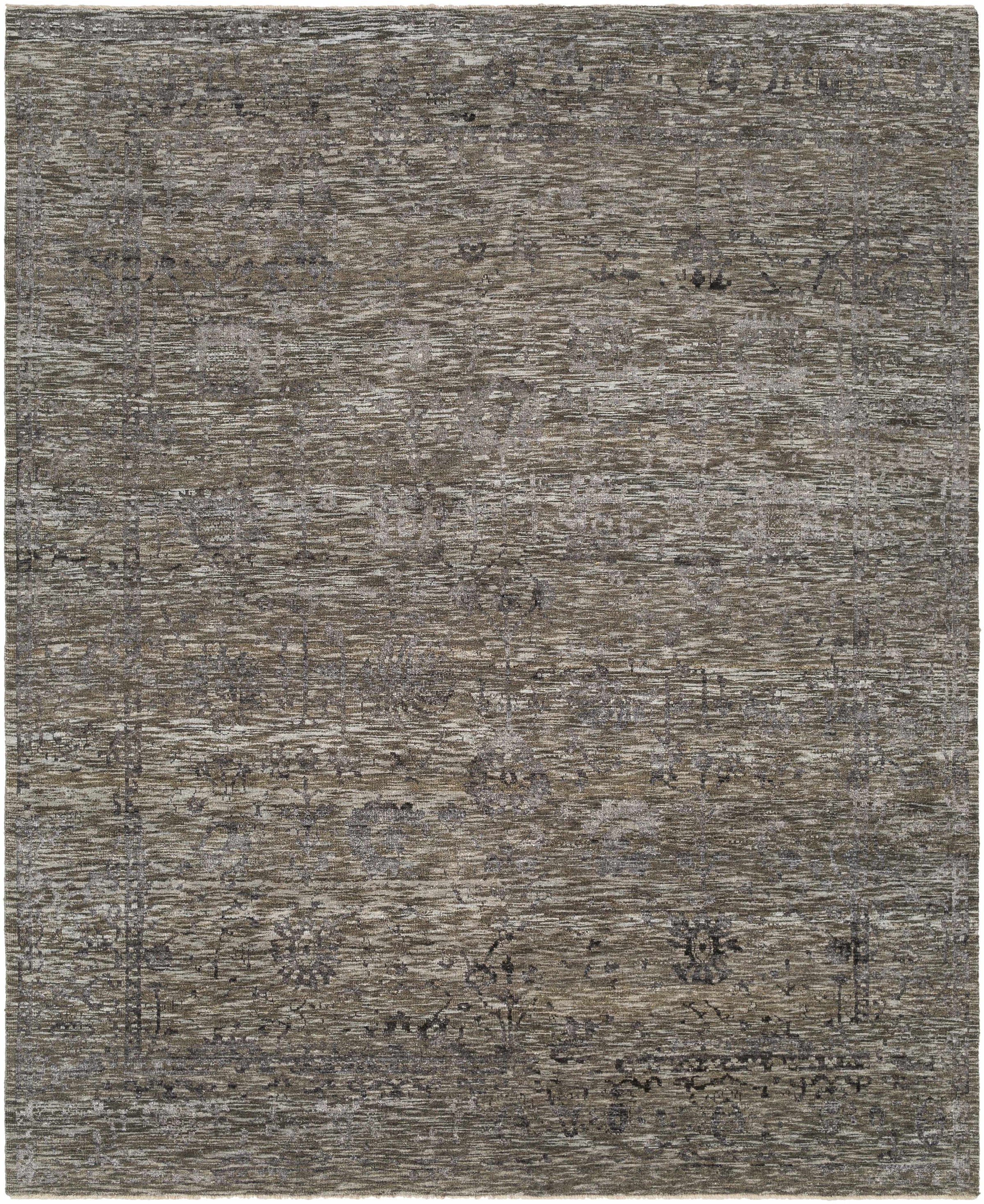 Black Hand Knotted 70% Wool, 30% Viscose Traditional Rectangle Handmade rug, Indoor use only, has fringe, non-washable.