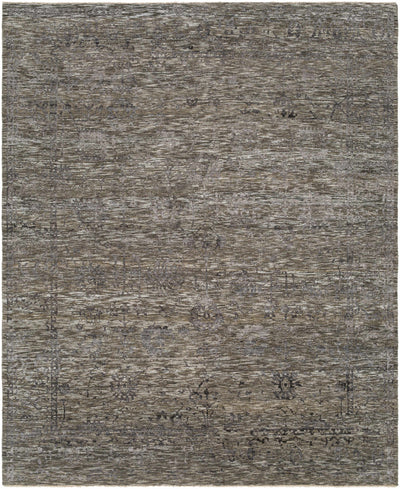 Black Hand Knotted 70% Wool, 30% Viscose Traditional Rectangle Handmade rug, Indoor use only, has fringe, non-washable.