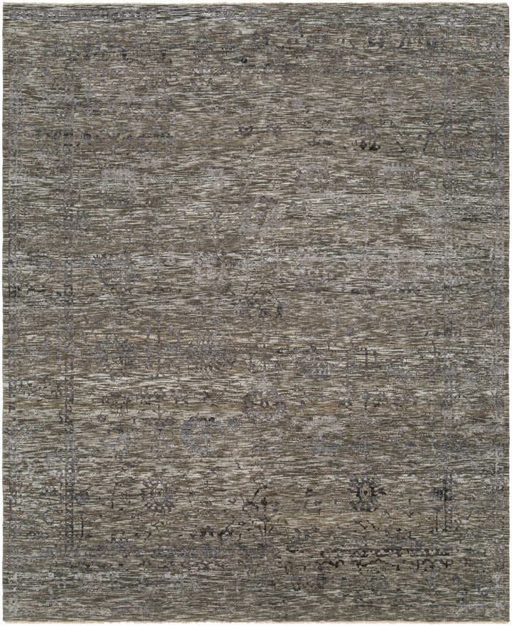Black Hand Knotted 70% Wool, 30% Viscose Traditional Rectangle Handmade rug, Indoor use only, has fringe, non-washable.