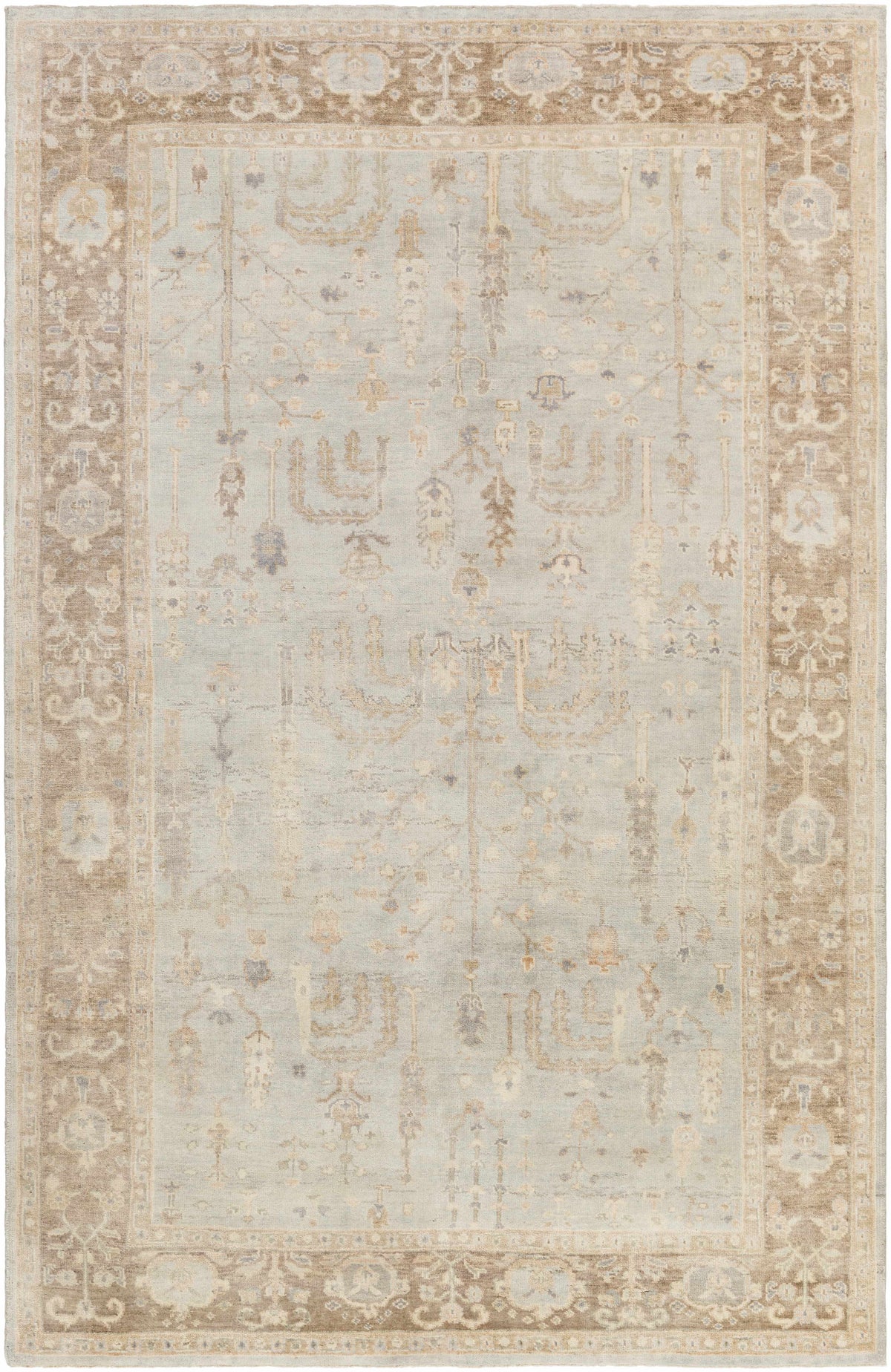 Cream Hand Knotted 100% Wool Traditional Rectangle Handmade rug, Indoor use only, has fringe, non-washable.