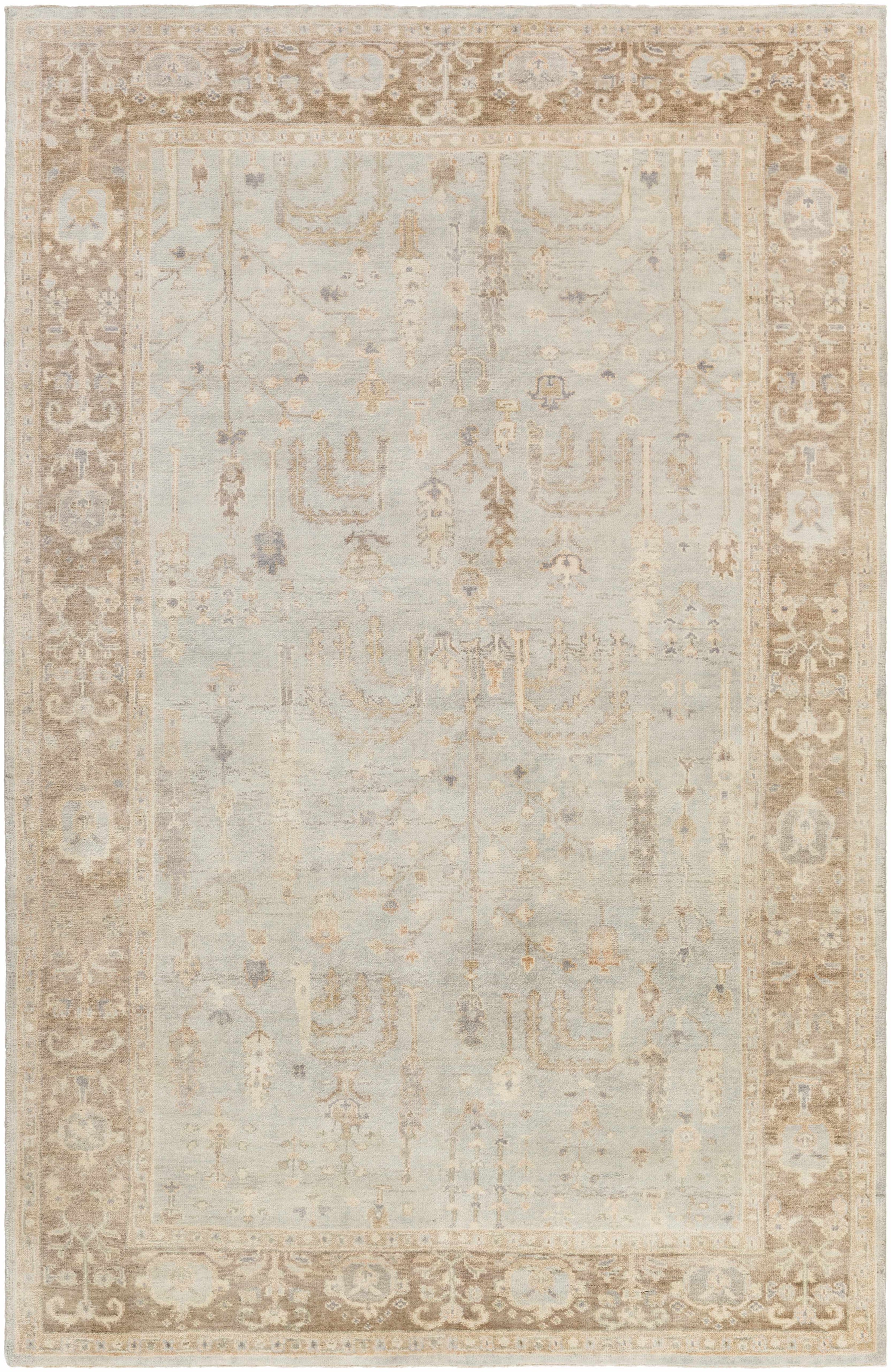 Cream Hand Knotted 100% Wool Traditional Rectangle Handmade rug, Indoor use only, has fringe, non-washable.