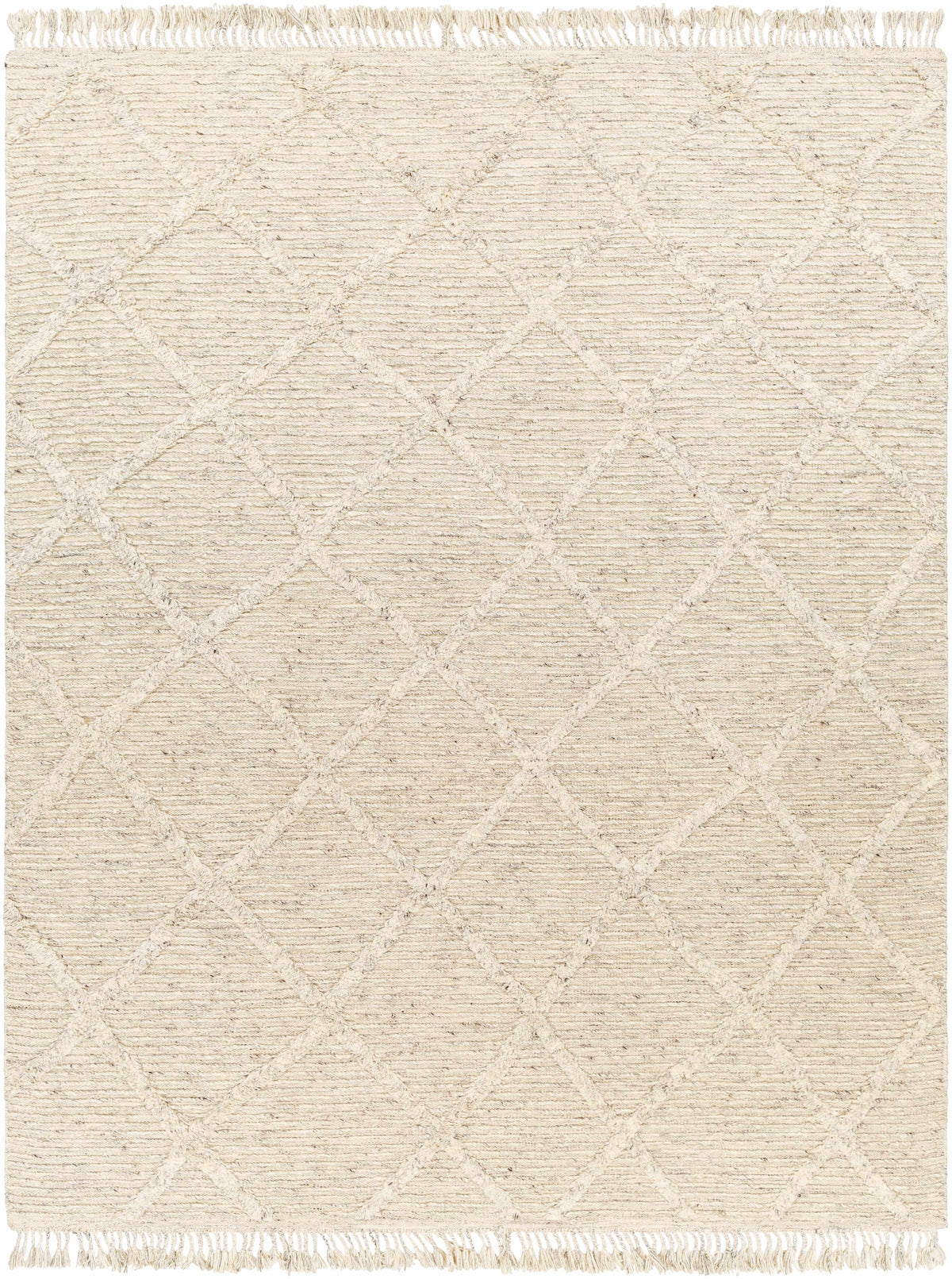 Beige Hand Knotted 100% Wool Global Rectangle Handmade rug, Indoor use only, has fringe, non-washable. runner also available