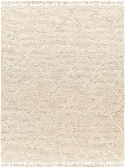 Beige Hand Knotted 100% Wool Global Rectangle Handmade rug, Indoor use only, has fringe, non-washable. runner also available