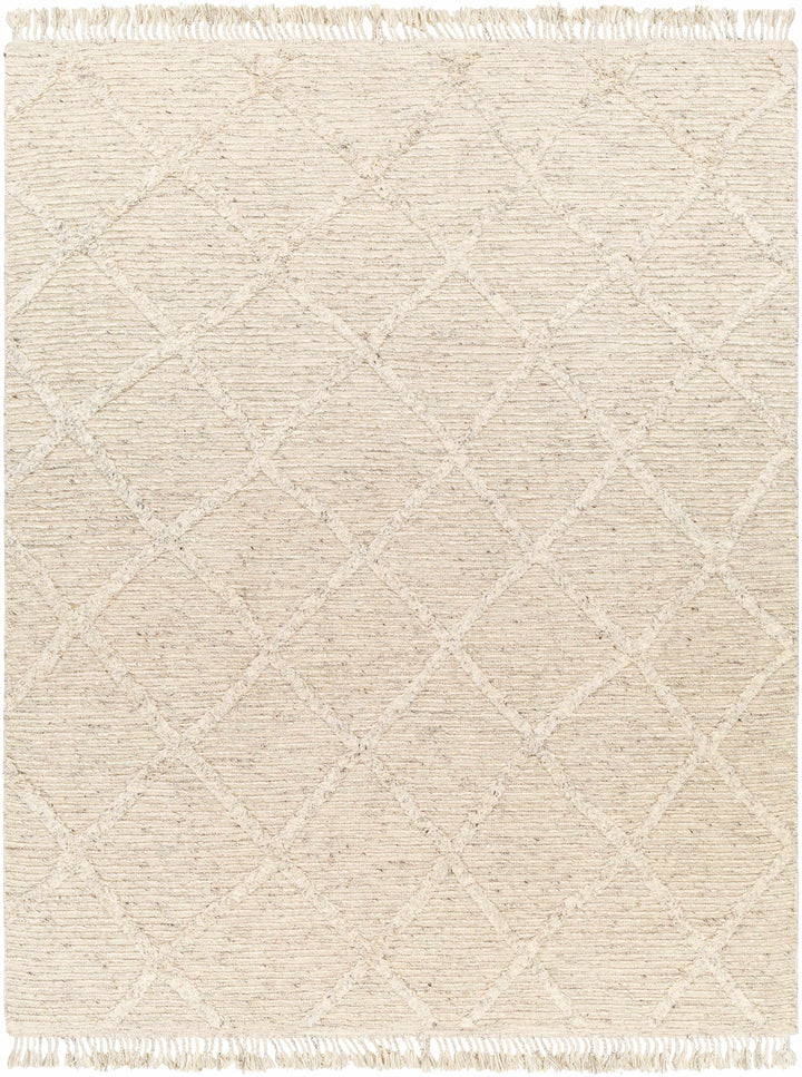 Beige Hand Knotted 100% Wool Global Rectangle Handmade rug, Indoor use only, has fringe, non-washable. runner also available