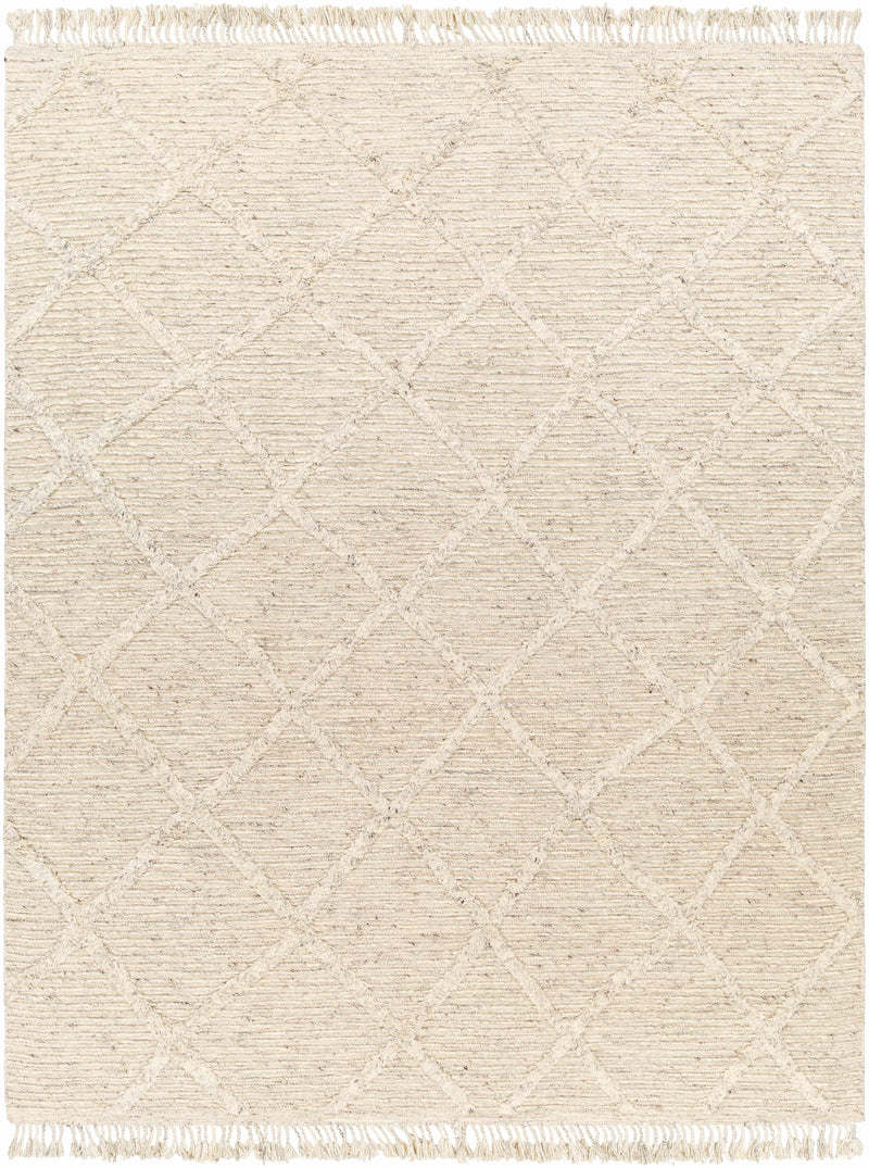 Beige Hand Knotted 100% Wool Global Rectangle Handmade rug, Indoor use only, has fringe, non-washable. runner also available