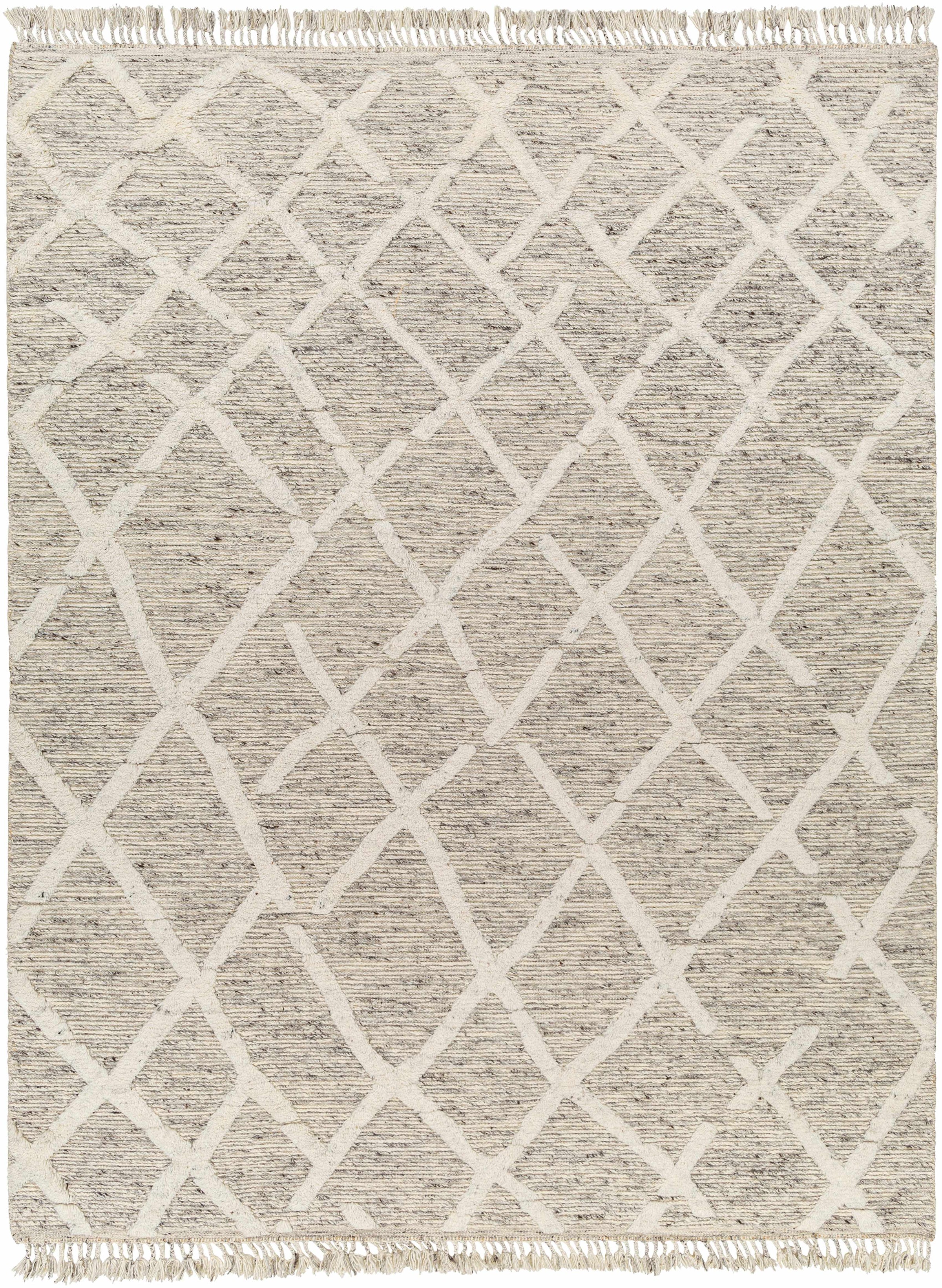 Slate Hand Knotted 100% Wool Global Rectangle Handmade rug, Indoor use only, has fringe, non-washable. runner also available