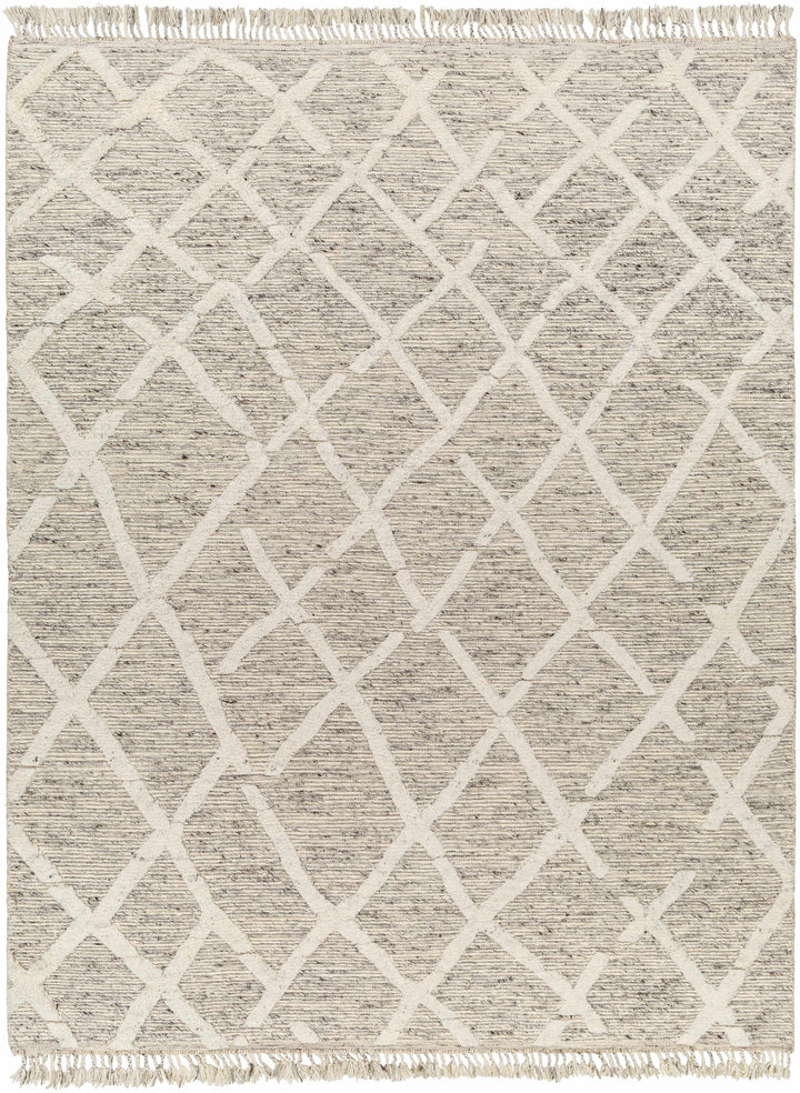 Slate Hand Knotted 100% Wool Global Rectangle Handmade rug, Indoor use only, has fringe, non-washable. runner also available