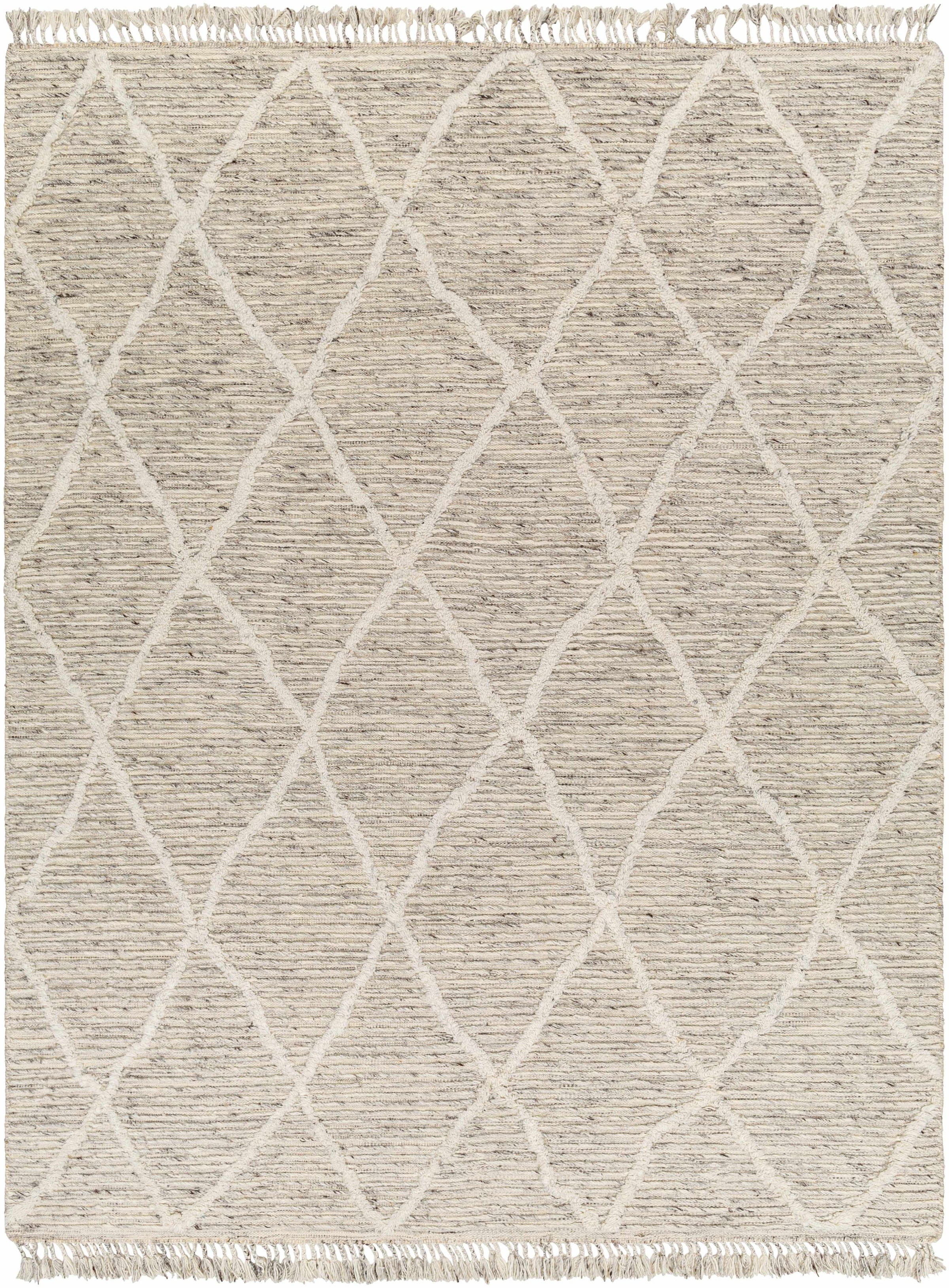 Light Gray Hand Knotted 100% Wool Global Rectangle Handmade rug, Indoor use only, has fringe, non-washable. runner also available