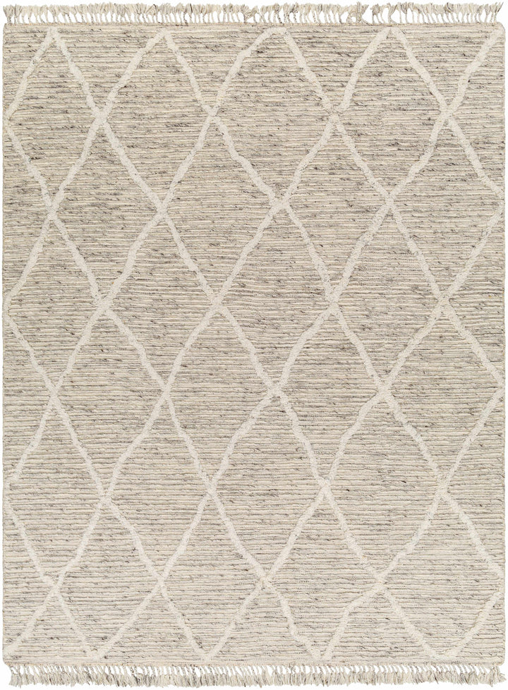 Light Gray Hand Knotted 100% Wool Global Rectangle Handmade rug, Indoor use only, has fringe, non-washable. runner also available
