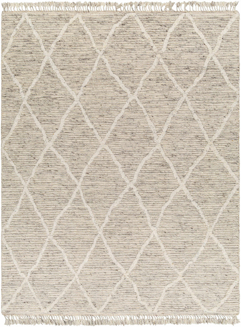 Light Gray Hand Knotted 100% Wool Global Rectangle Handmade rug, Indoor use only, has fringe, non-washable. runner also available