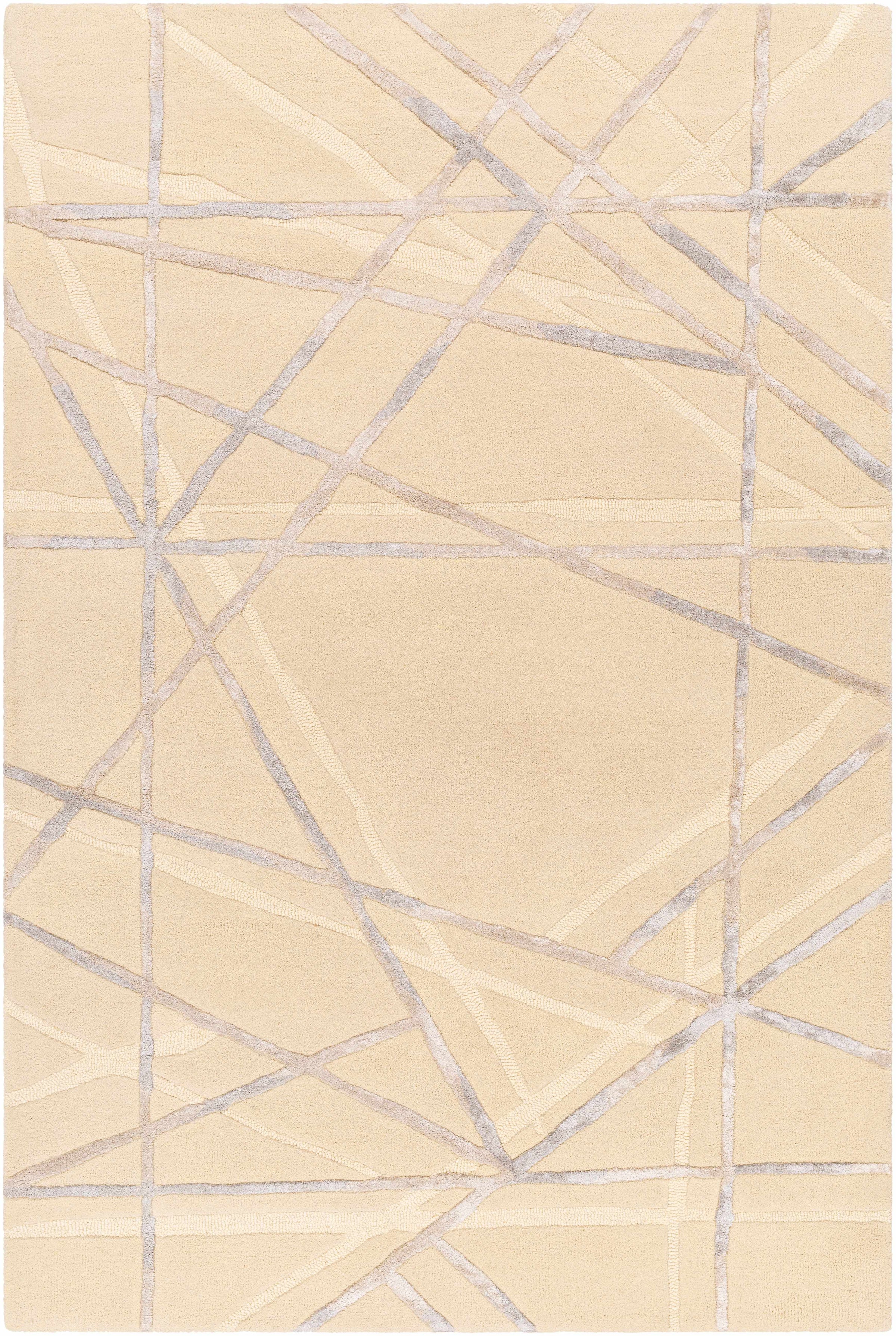 Light Beige Hand Tufted 70% Wool, 30% Viscose Modern Rectangle Handmade rug, Indoor use only, no fringe, non-washable.