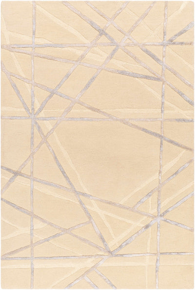Light Beige Hand Tufted 70% Wool, 30% Viscose Modern Rectangle Handmade rug, Indoor use only, no fringe, non-washable.