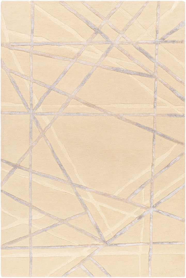 Light Beige Hand Tufted 70% Wool, 30% Viscose Modern Rectangle Handmade rug, Indoor use only, no fringe, non-washable.