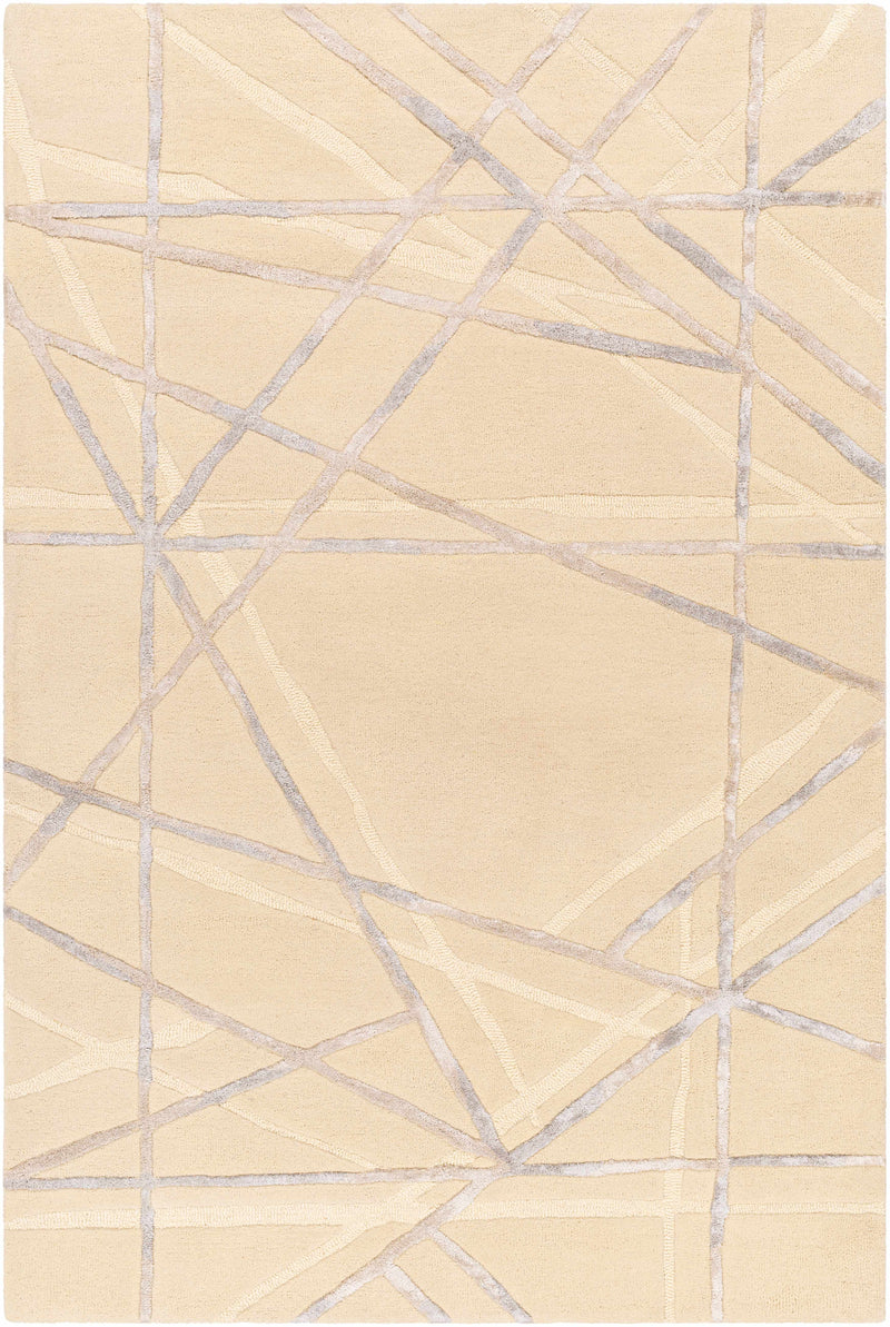 Light Beige Hand Tufted 70% Wool, 30% Viscose Modern Rectangle Handmade rug, Indoor use only, no fringe, non-washable.