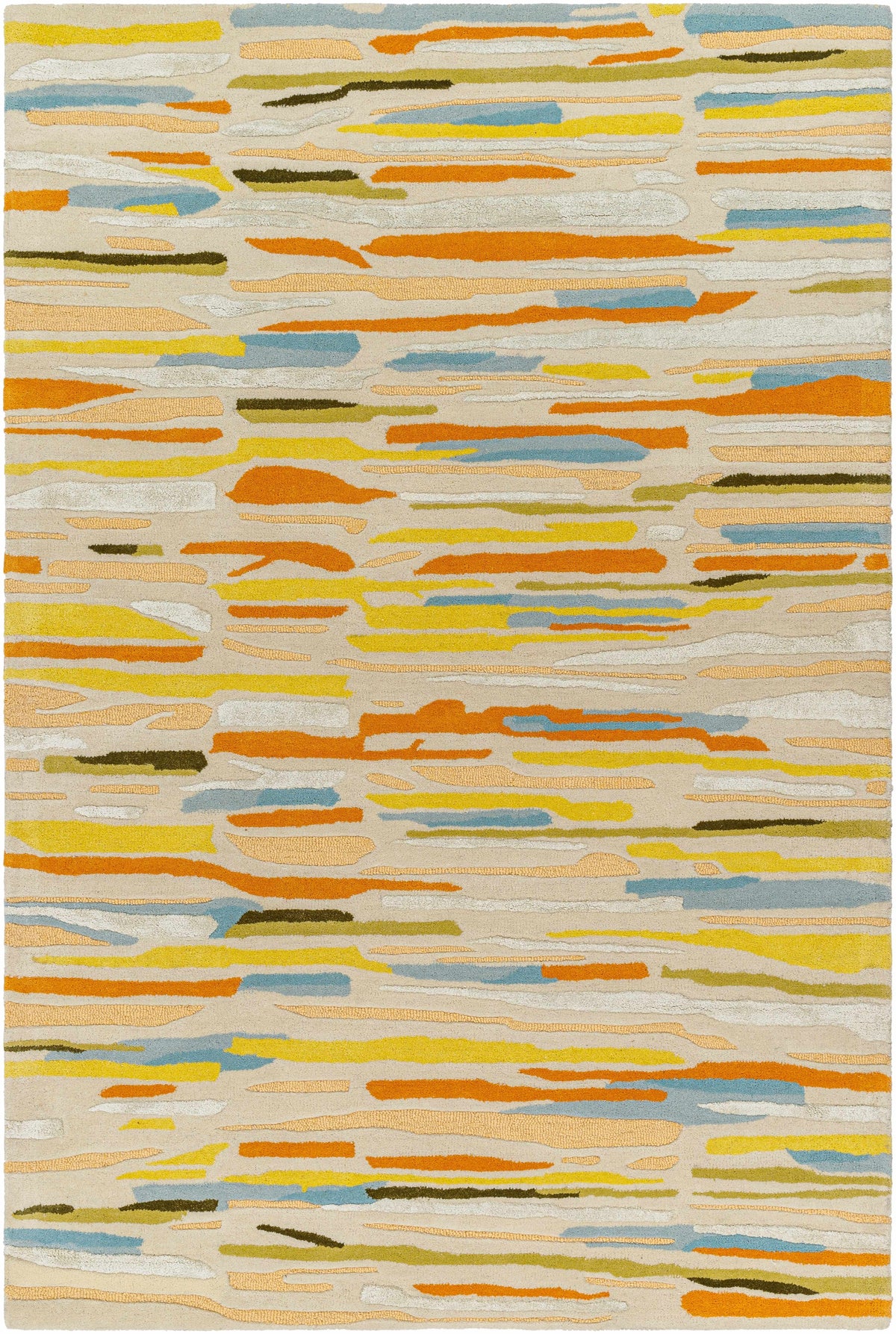Light Beige Hand Tufted 70% Wool, 30% Viscose Modern Rectangle Handmade rug, Indoor use only, no fringe, non-washable.