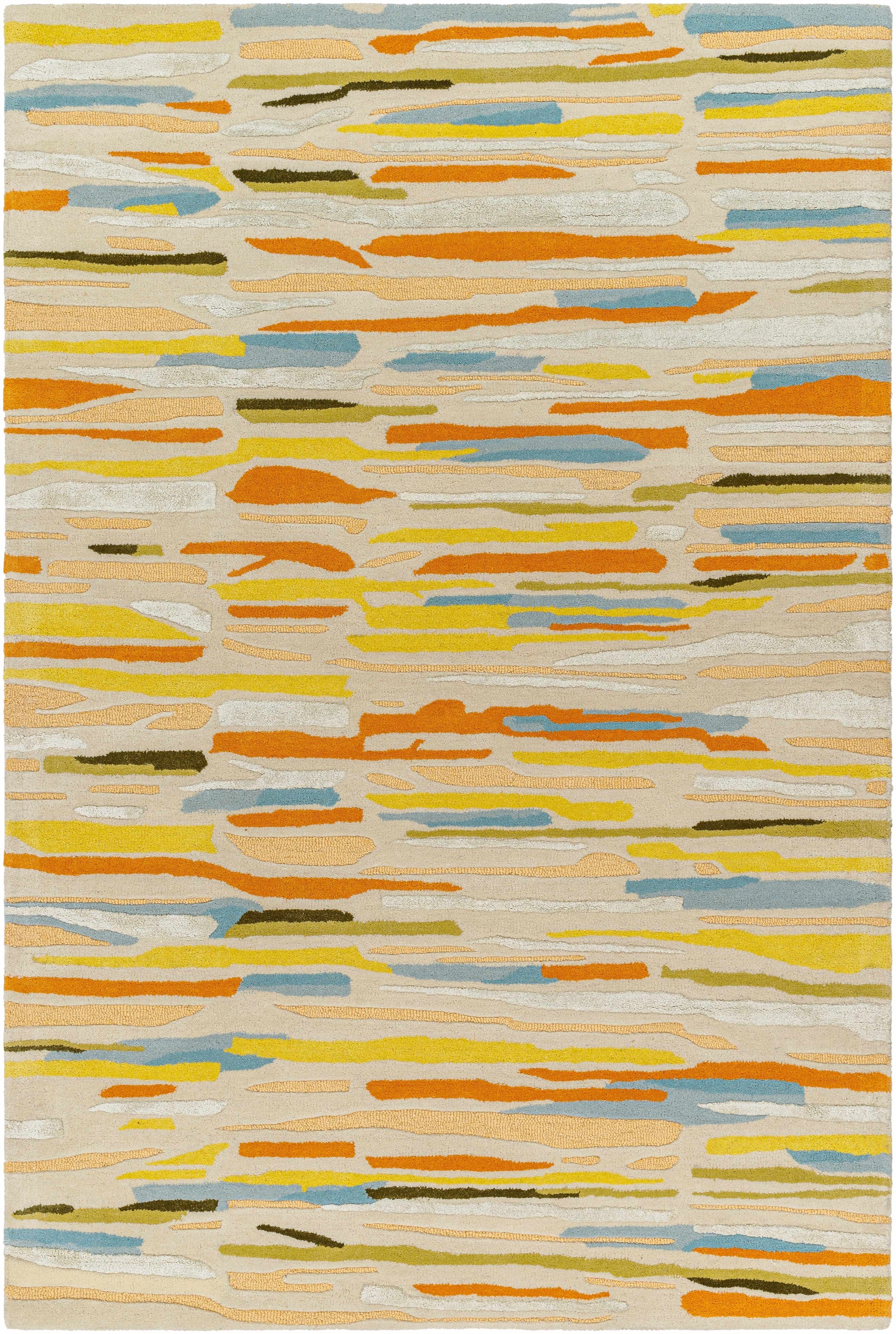 Light Beige Hand Tufted 70% Wool, 30% Viscose Modern Rectangle Handmade rug, Indoor use only, no fringe, non-washable.