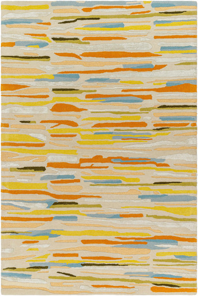 Light Beige Hand Tufted 70% Wool, 30% Viscose Modern Rectangle Handmade rug, Indoor use only, no fringe, non-washable.