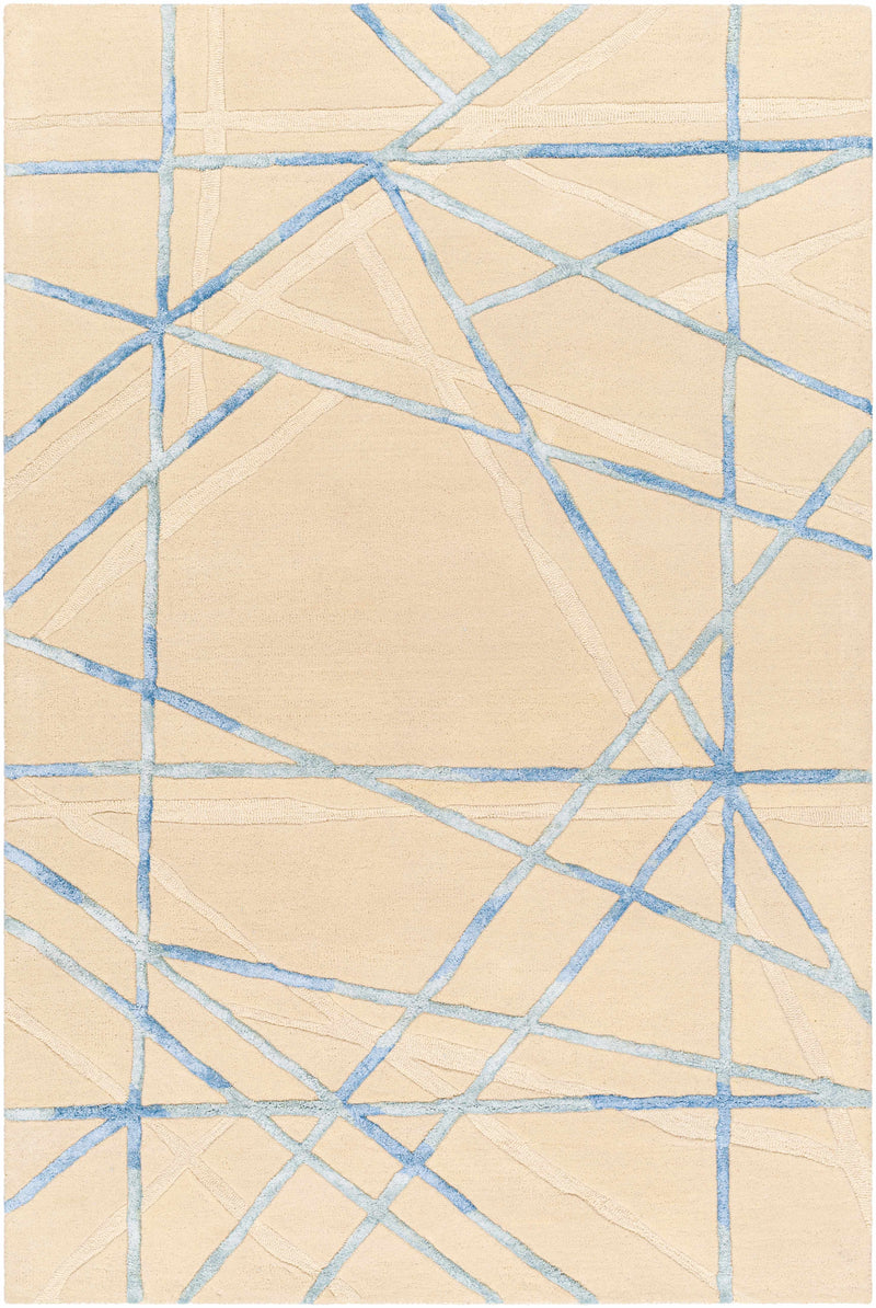 Light Beige Hand Tufted 70% Wool, 30% Viscose Modern Rectangle Handmade rug, Indoor use only, no fringe, non-washable.