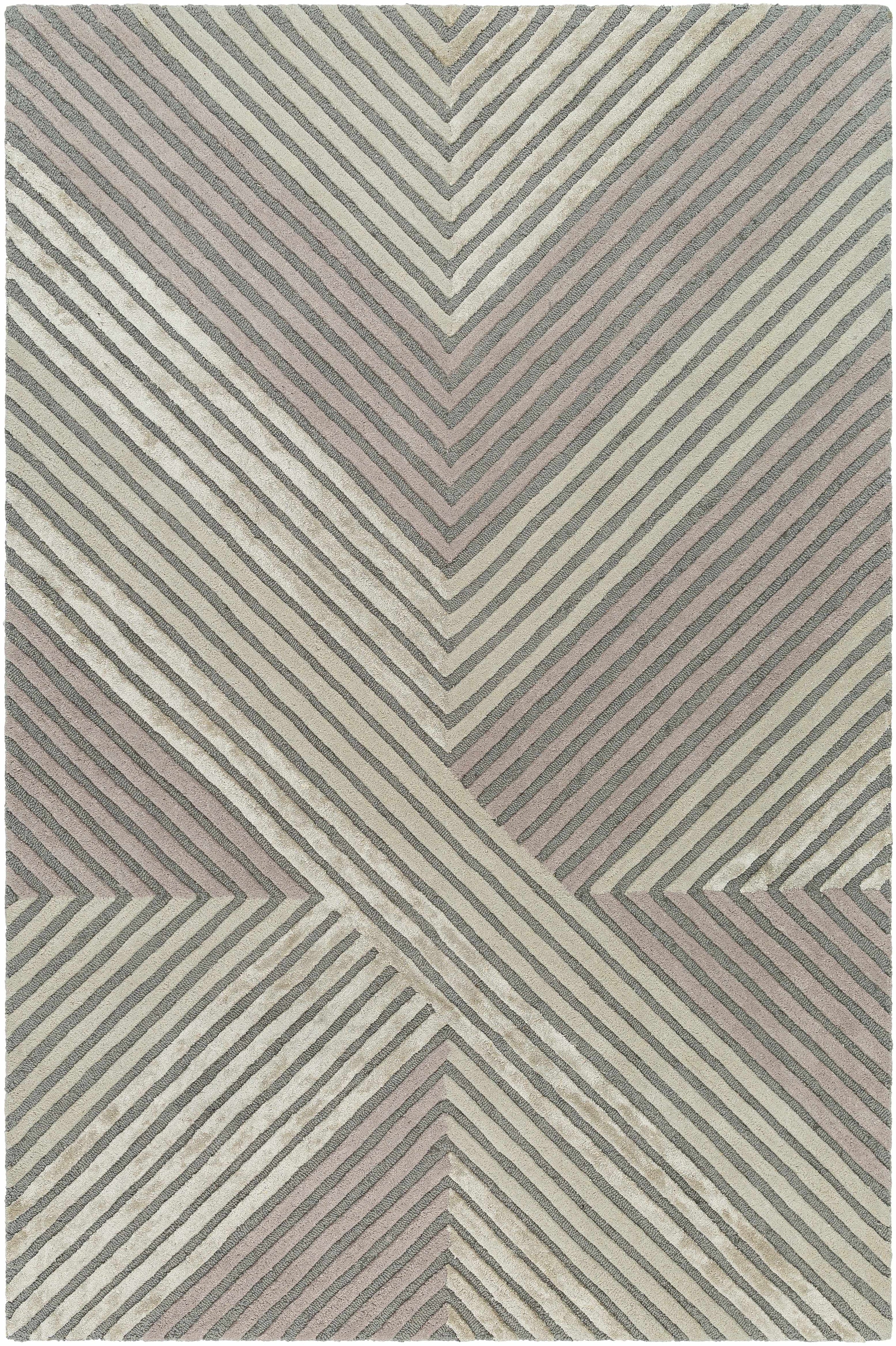 Medium Gray Hand Tufted 70% Wool, 30% Viscose Modern Rectangle Handmade rug, Indoor use only, no fringe, non-washable.