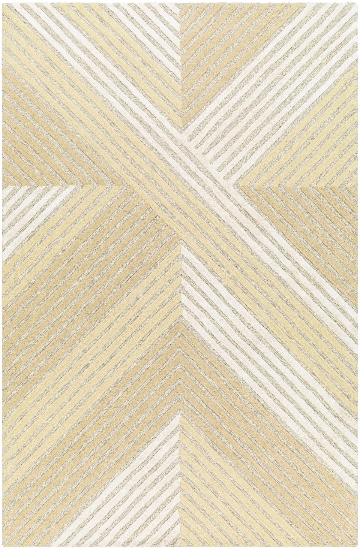 Light Beige Hand Tufted 70% Wool, 30% Viscose Modern Rectangle Handmade rug, Indoor use only, no fringe, non-washable.