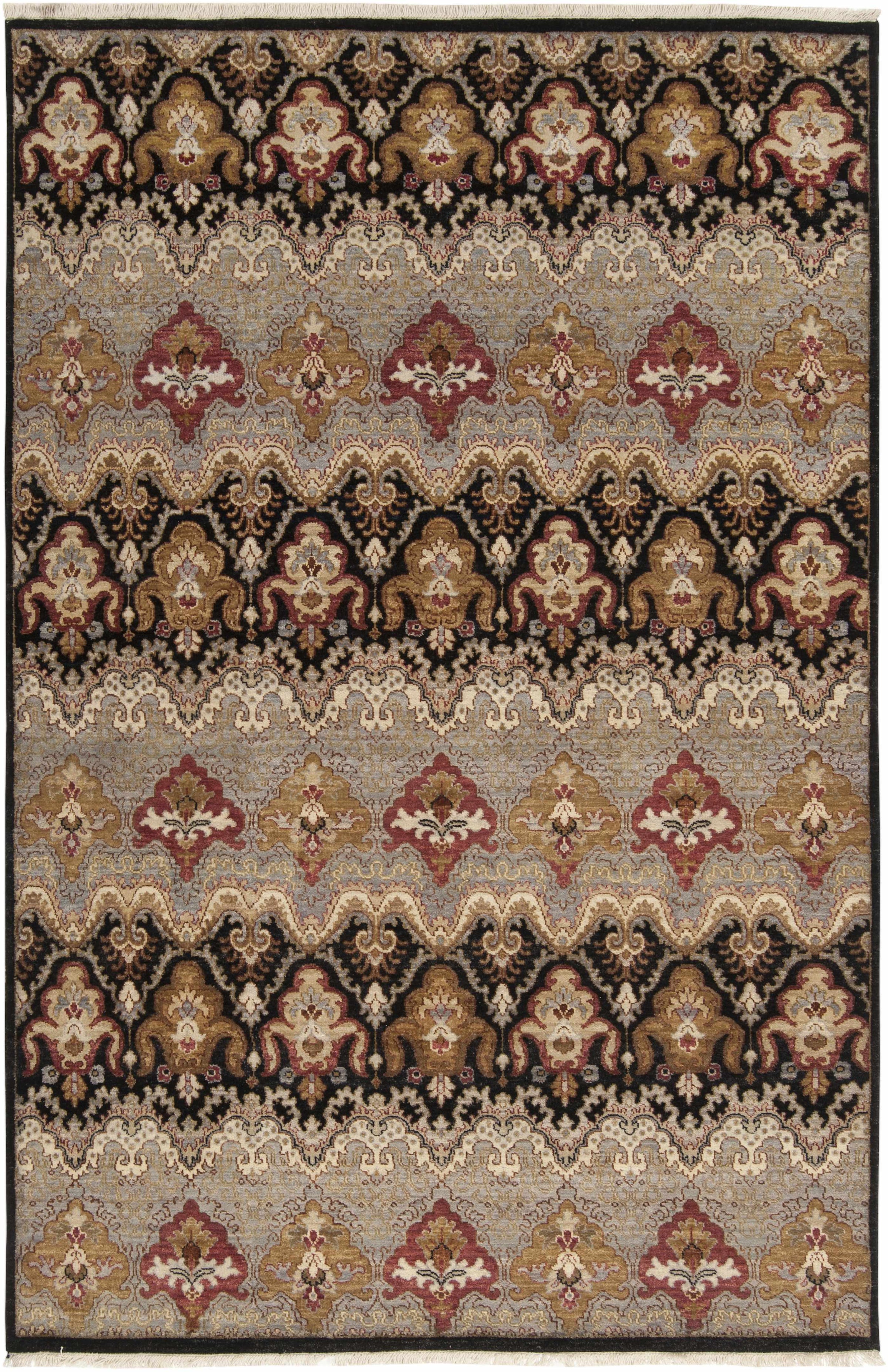 Gray Hand Knotted 100% NZ Wool Traditional Rectangle Handmade rug, Indoor use only, has fringe, non-washable.