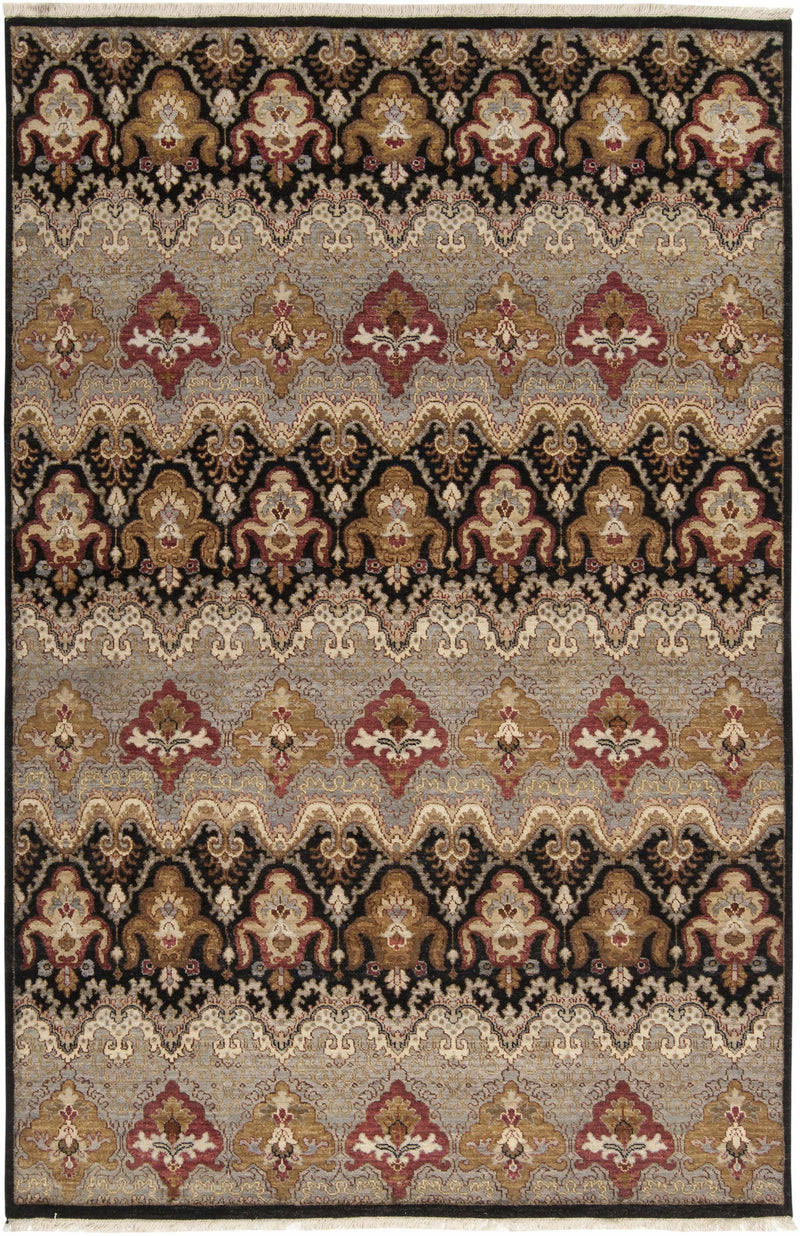 Gray Hand Knotted 100% NZ Wool Traditional Rectangle Handmade rug, Indoor use only, has fringe, non-washable.