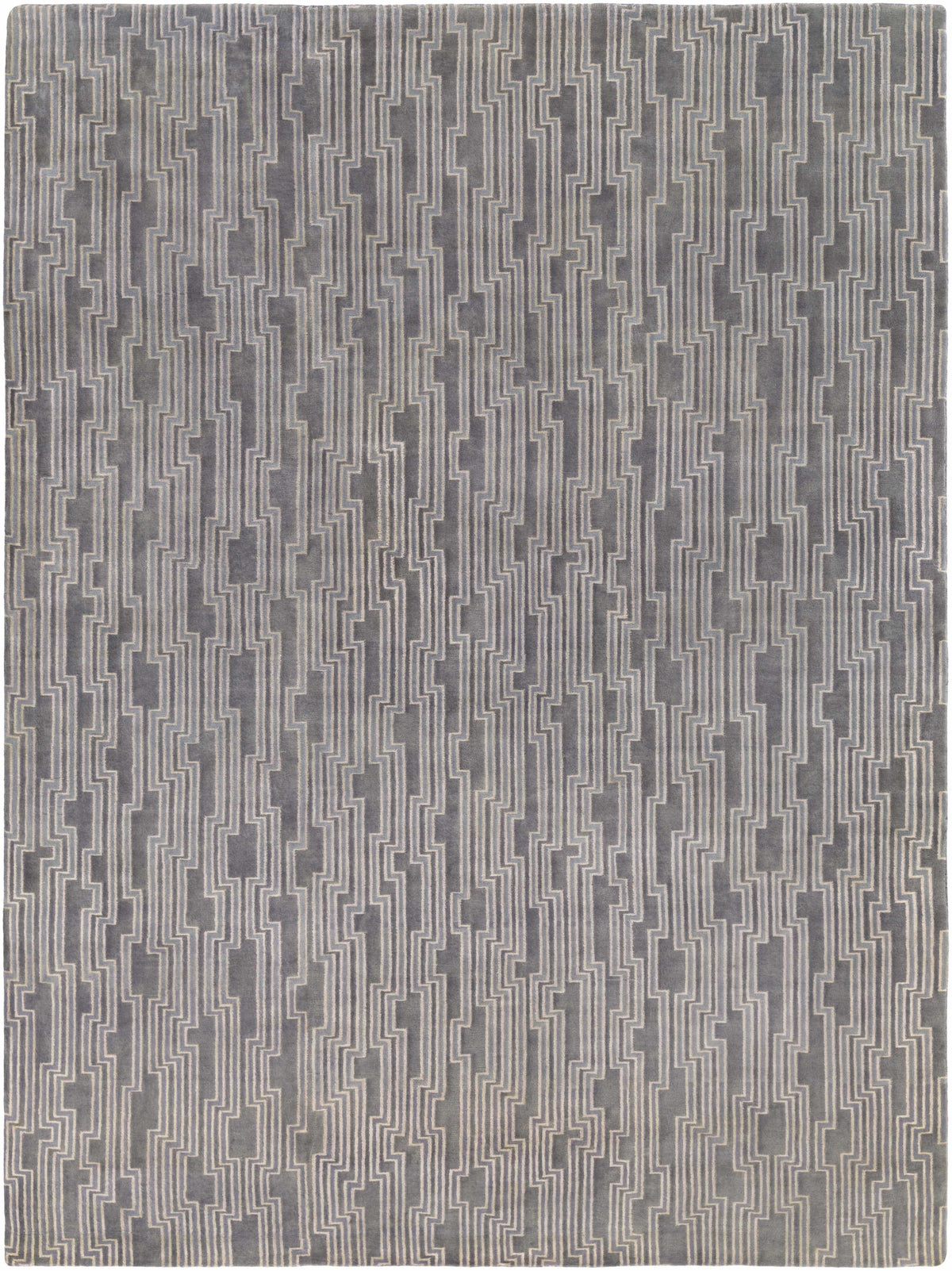 Gray Hand Knotted 70% Wool, 30% Viscose Modern Rectangle Handmade rug, Indoor use only, no fringe, non-washable.