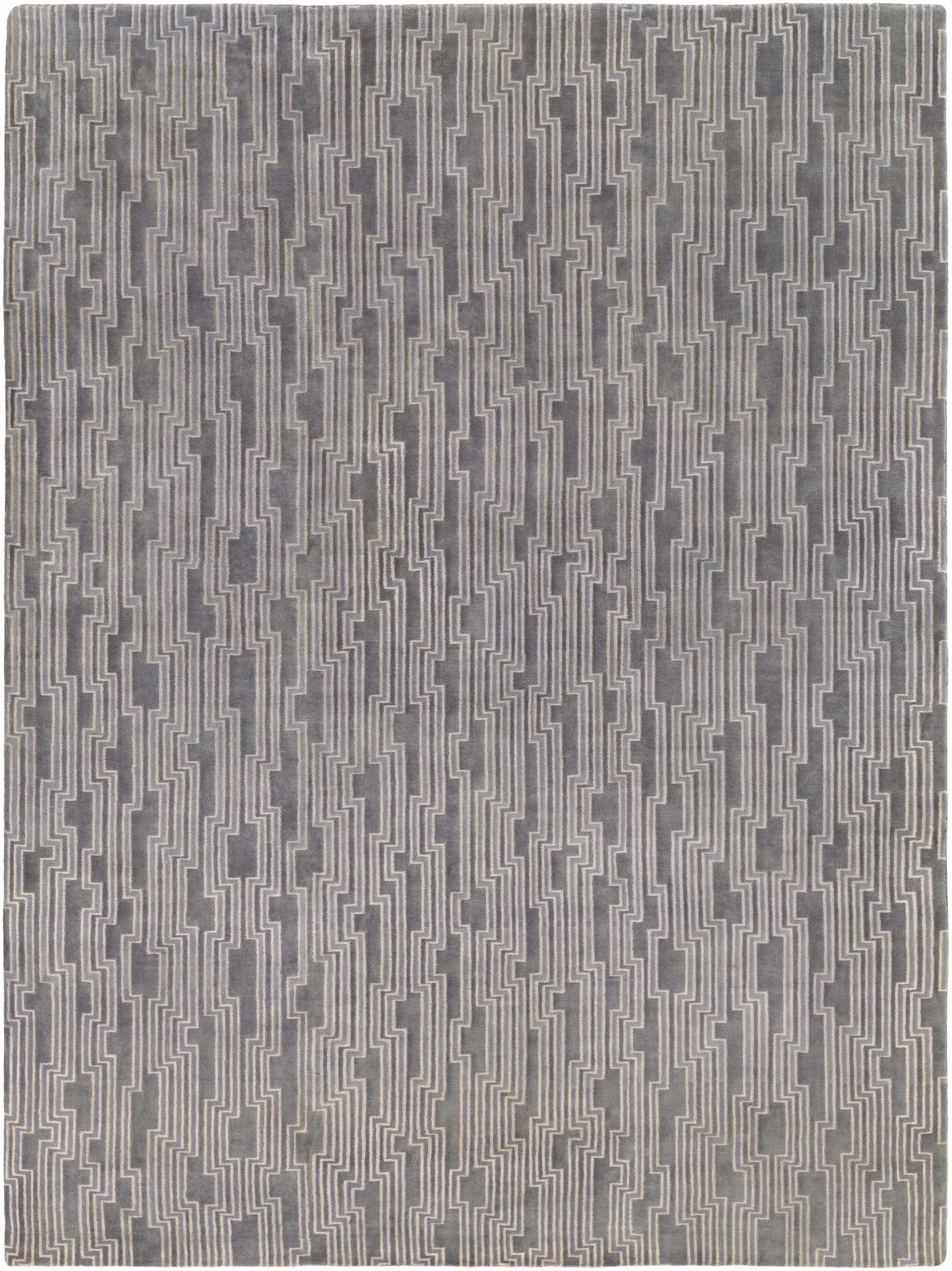 Gray Hand Knotted 70% Wool, 30% Viscose Modern Rectangle Handmade rug, Indoor use only, no fringe, non-washable.