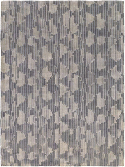 Gray Hand Knotted 70% Wool, 30% Viscose Modern Rectangle Handmade rug, Indoor use only, no fringe, non-washable.