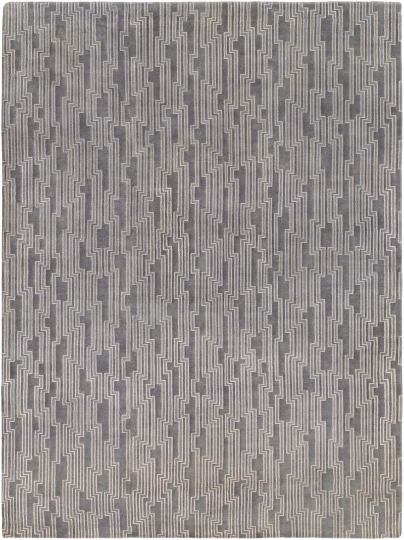 Gray Hand Knotted 70% Wool, 30% Viscose Modern Rectangle Handmade rug, Indoor use only, no fringe, non-washable.
