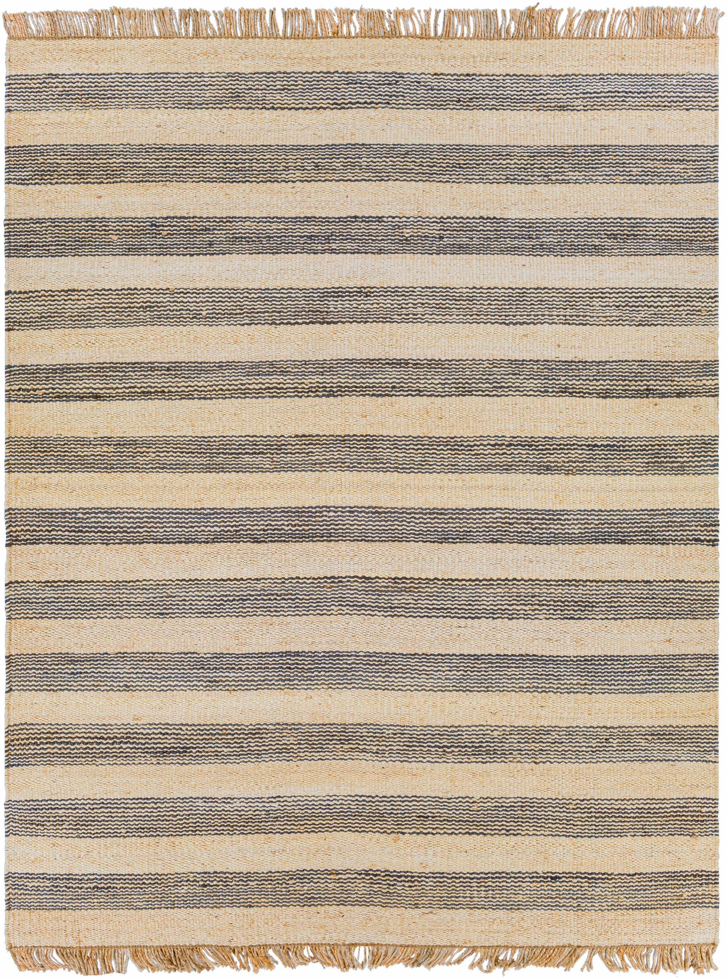 Blue Hand Woven 100% Jute Cottage Rectangle Handmade rug, Indoor use only, has fringe, non-washable. runner also available